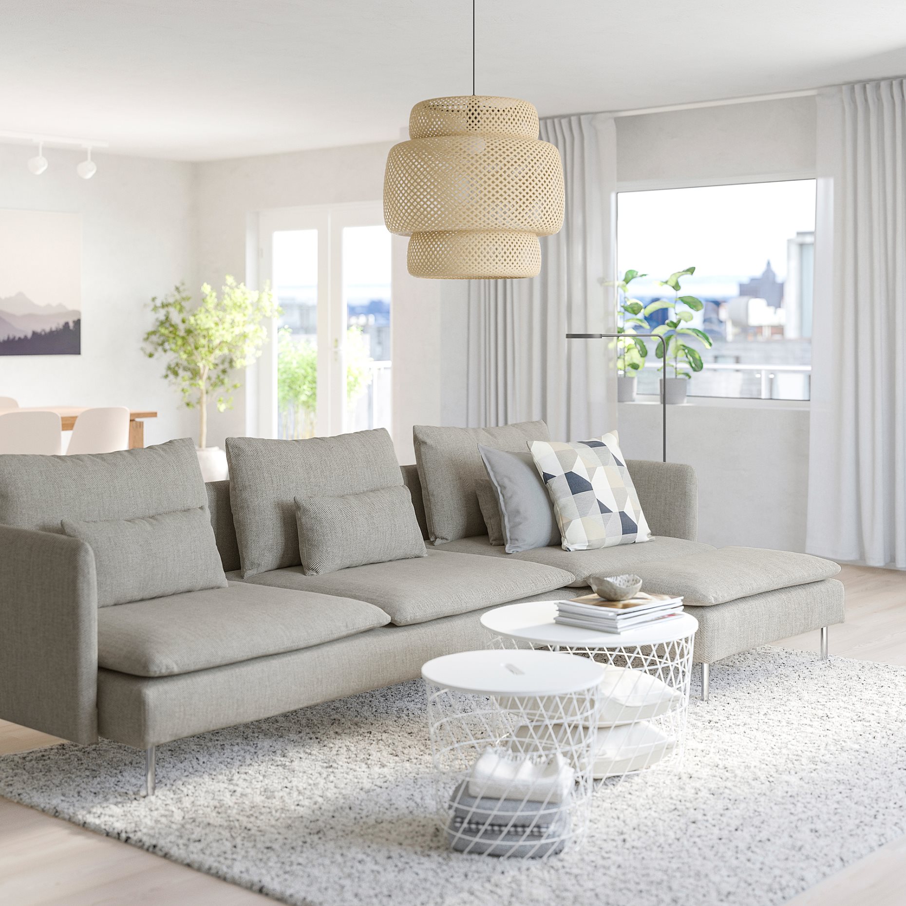 SÖDERHAMN, 4-местен диван, с лежанка, 995.344.28