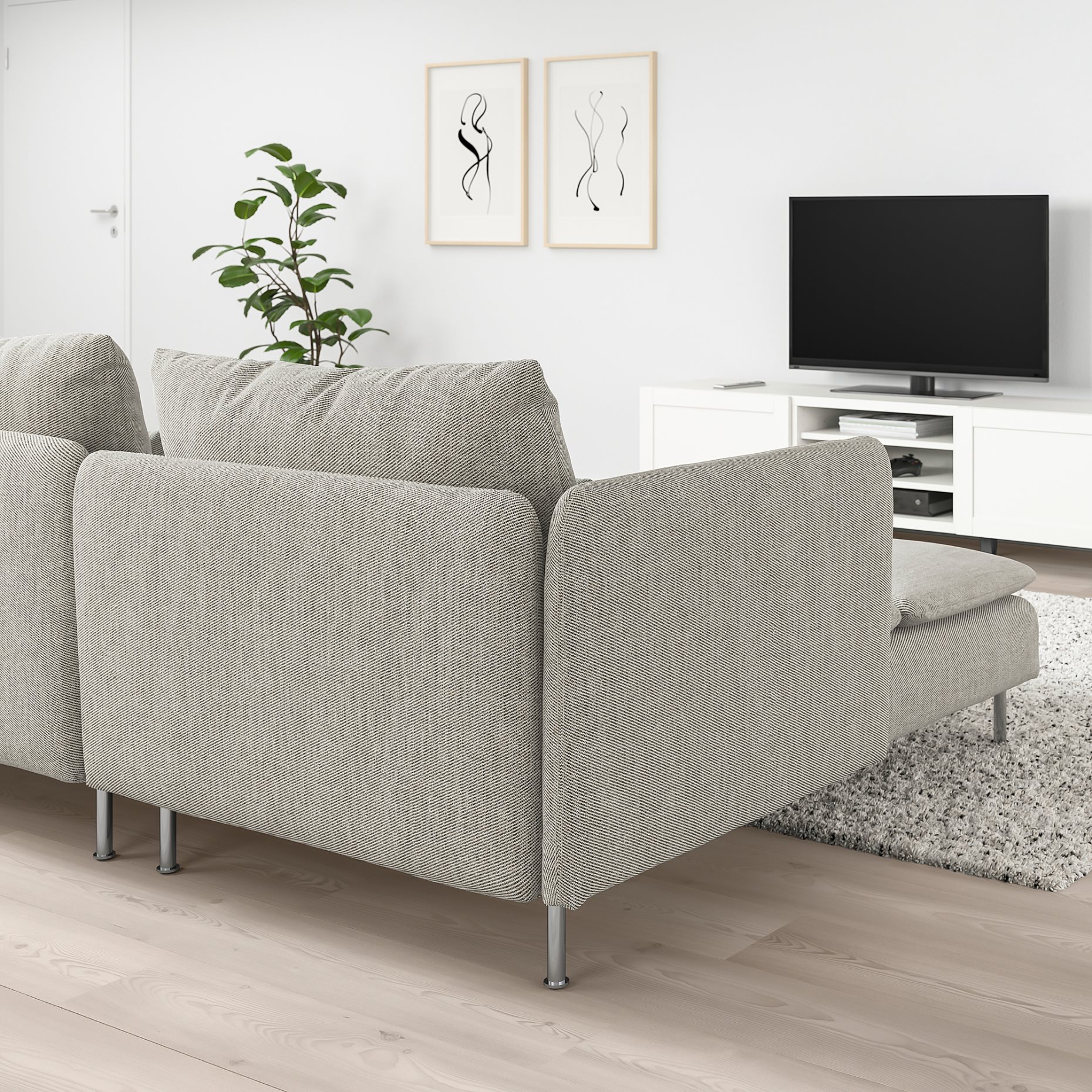 SÖDERHAMN, 4-местен диван, с лежанка, 995.344.28
