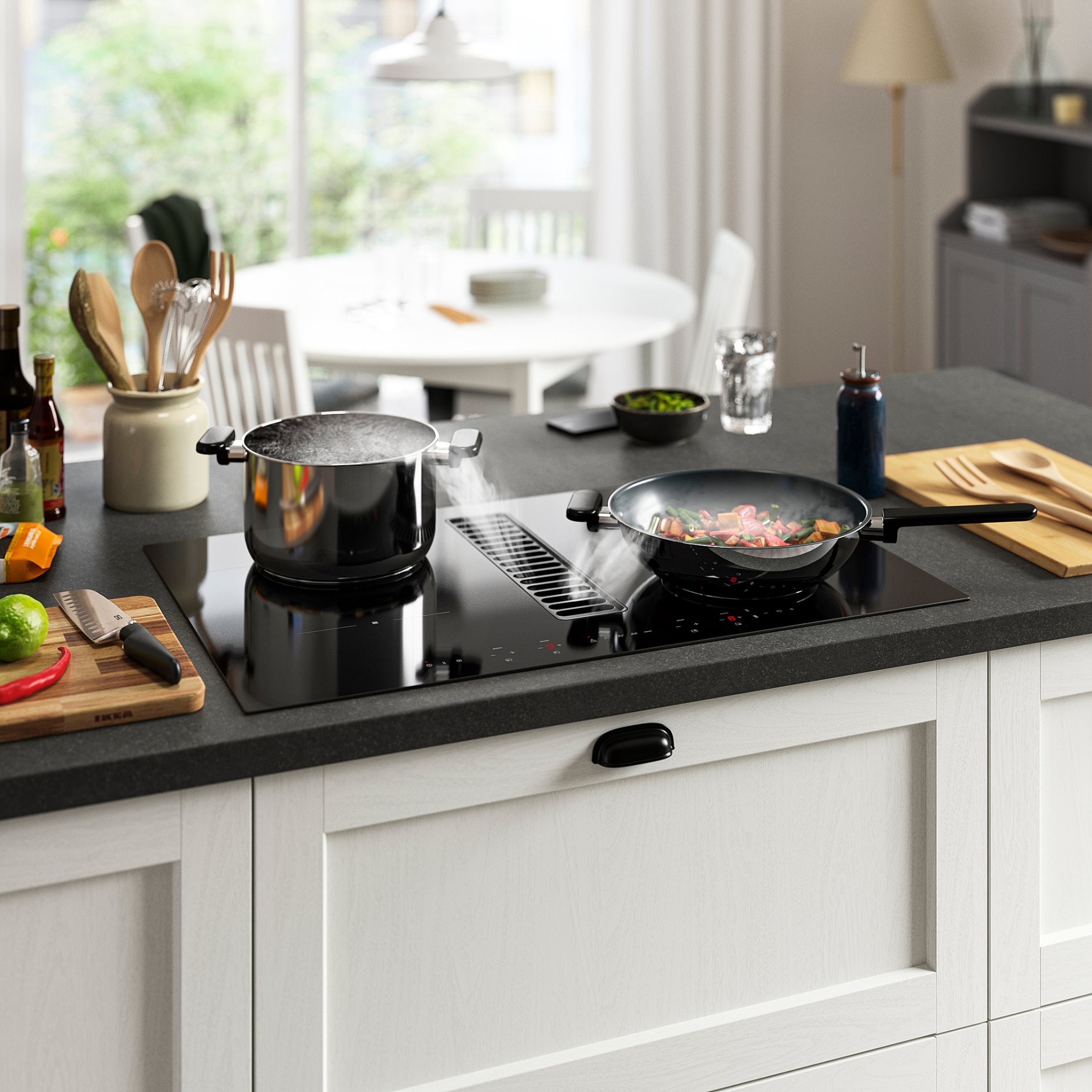 TÄCKNAN, индукц. котлон/вграден аспиратор, 80 см, IKEA 300, 006.072.87