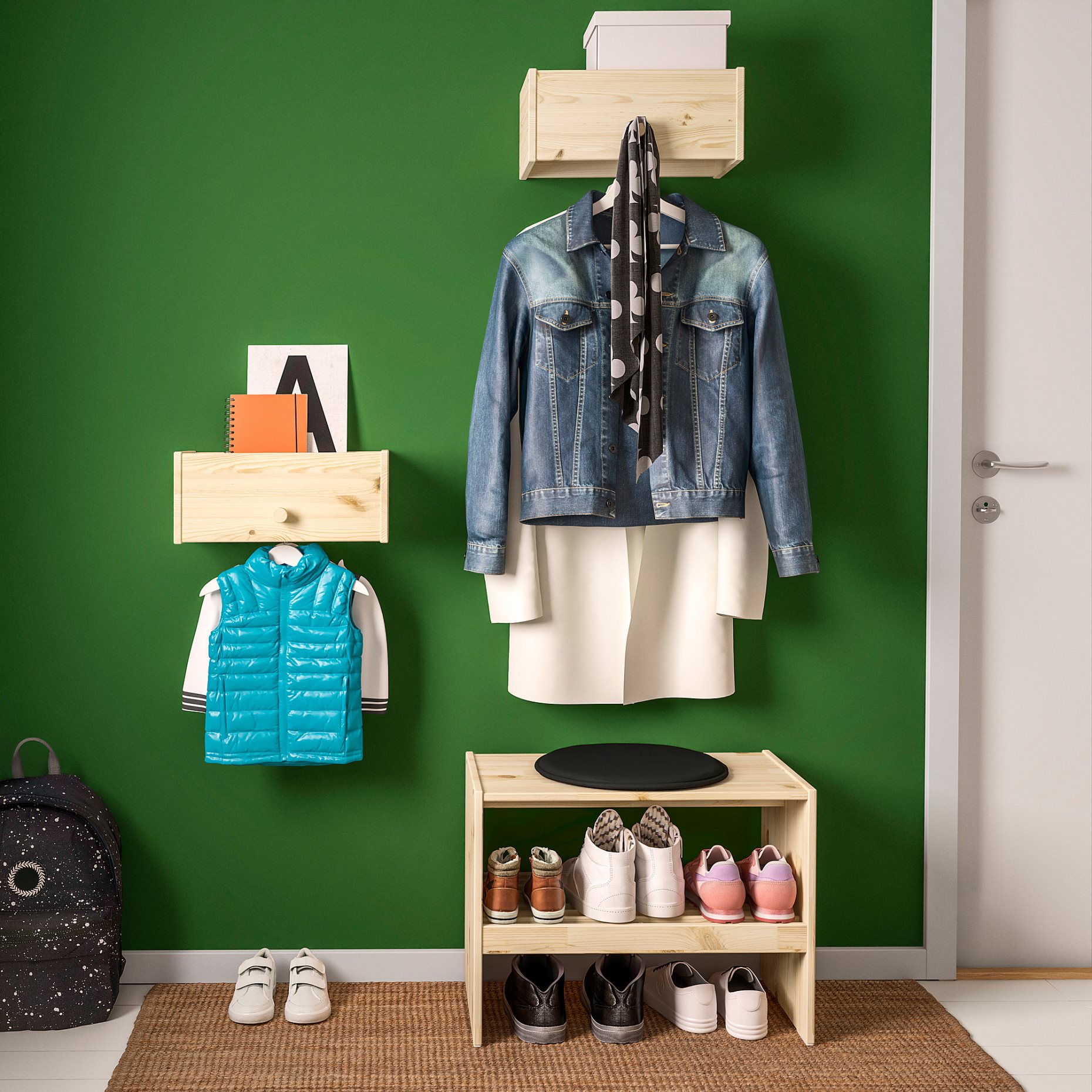 RAGGBERG, закачалка за палта с рафт, 006.111.28