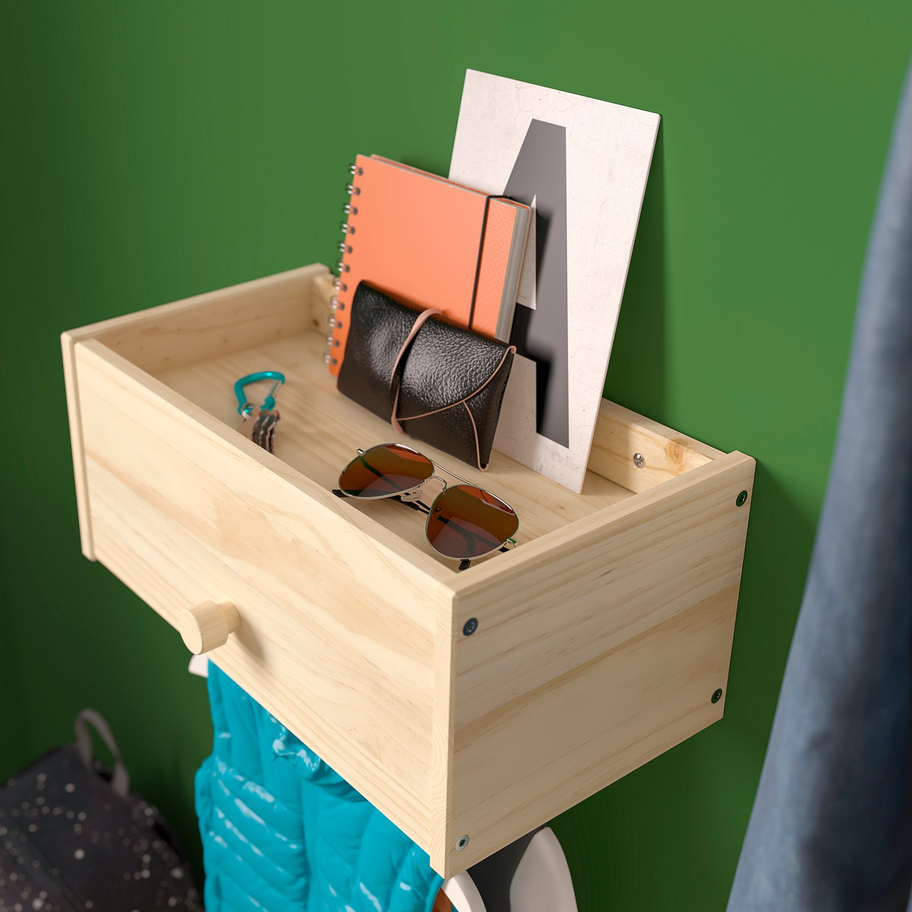 RAGGBERG, закачалка за палта с рафт, 006.111.28