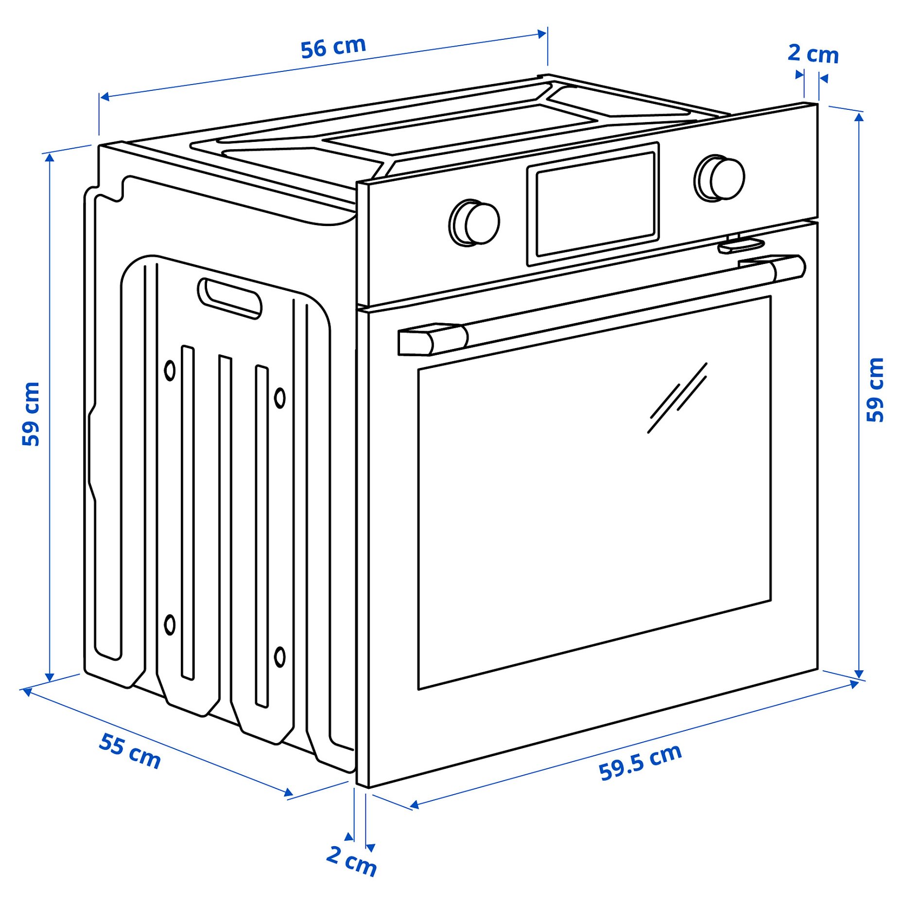 STENABY, фурна с вентилатор, ф-я за допълнителна пара и печене, IKEA 500, 006.221.36