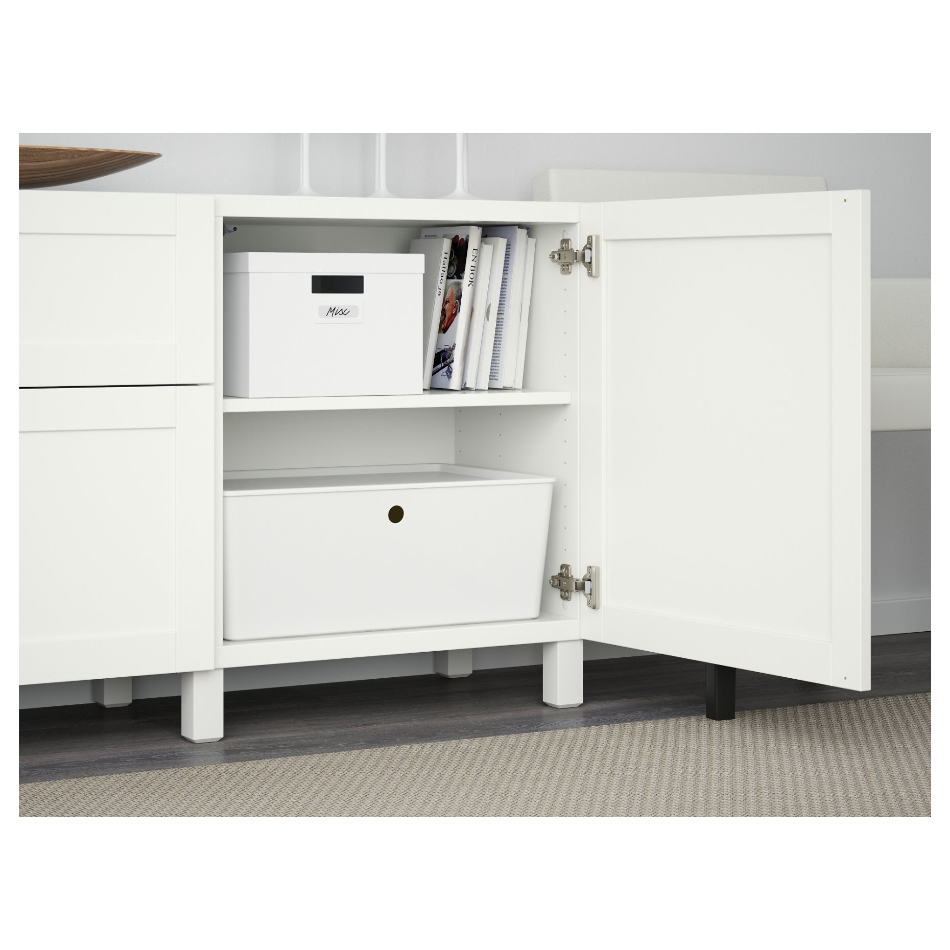 BESTÅ, комбиниран артикул за съхранение с чекмеджета, 091.956.25