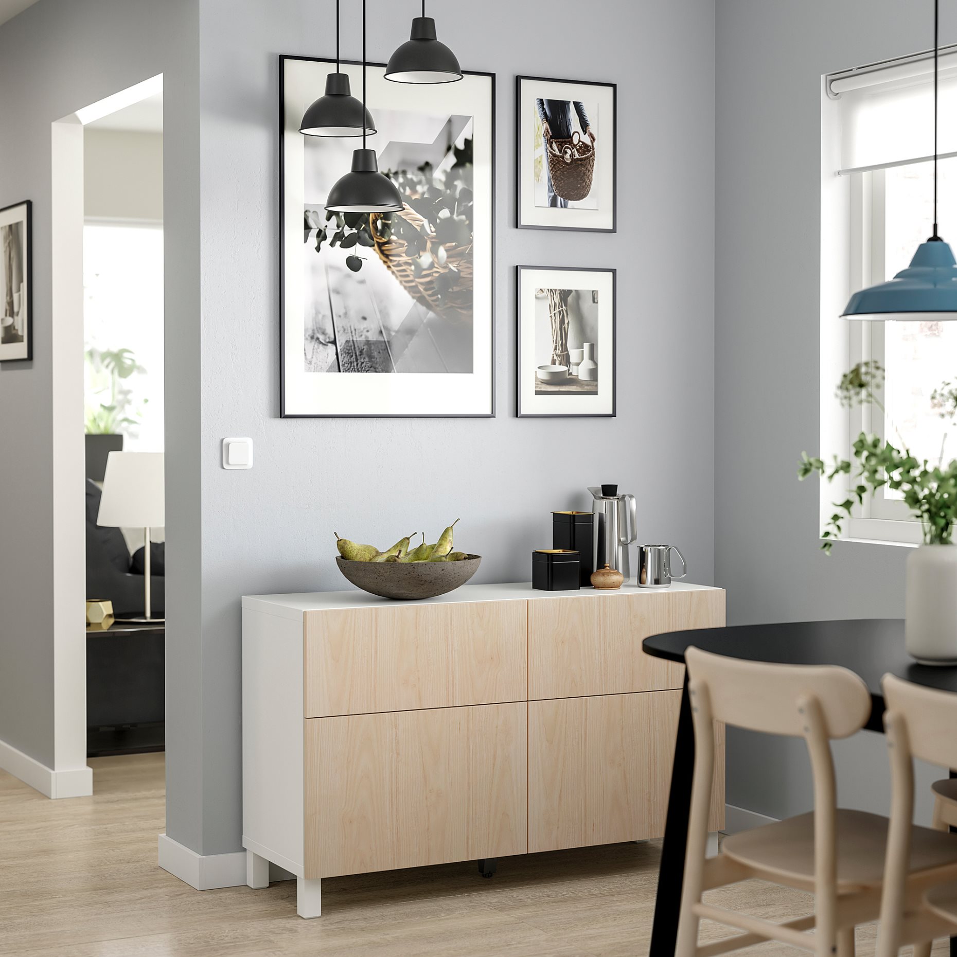 BESTÅ, комб. артикул за съхранение с врати/чекм., 095.693.37