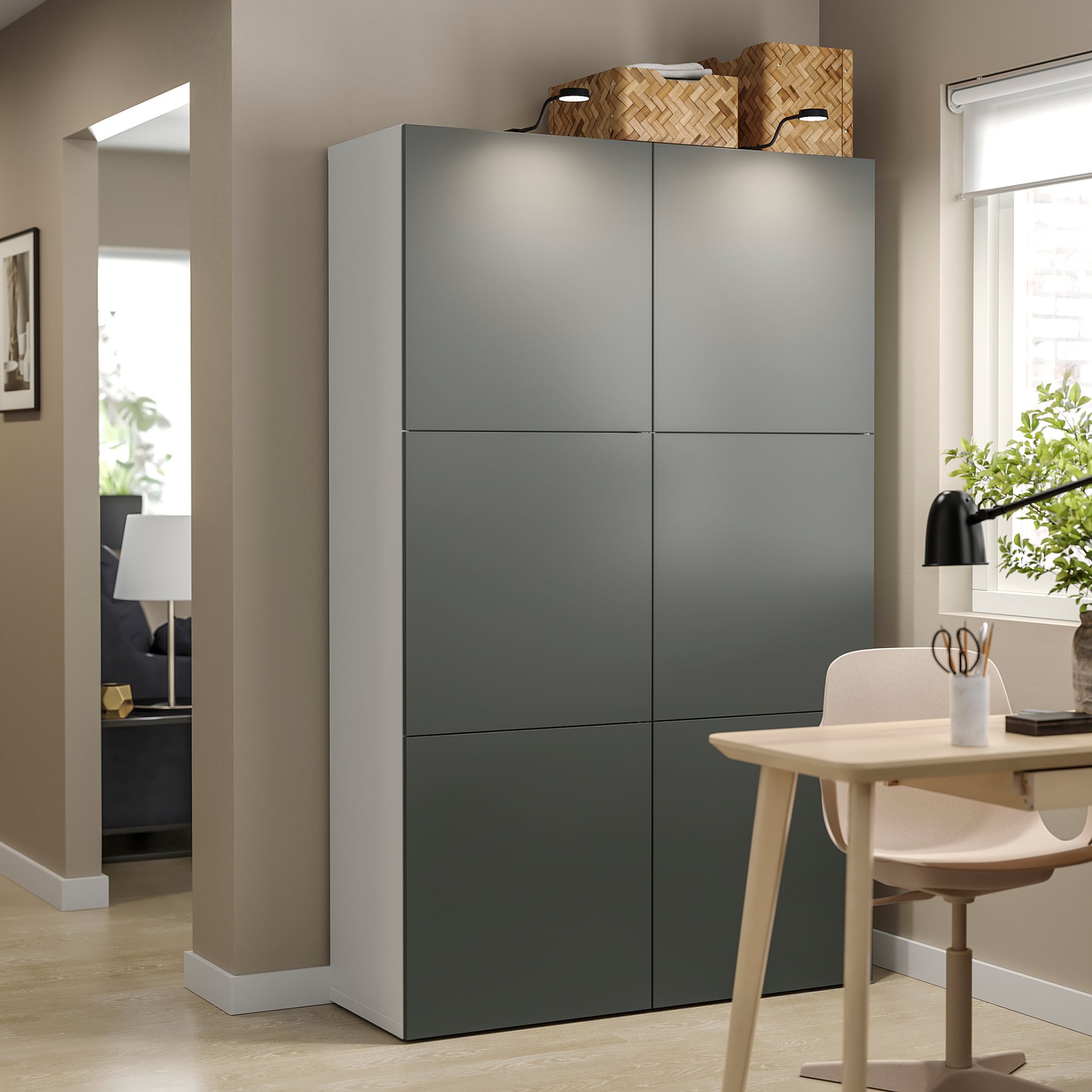 BESTÅ, комбиниран артикул за съхр. с врати, 095.755.07