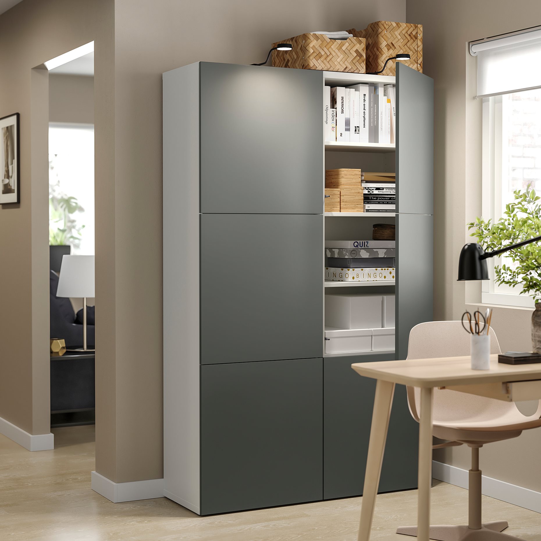 BESTÅ, комбиниран артикул за съхр. с врати, 095.755.07