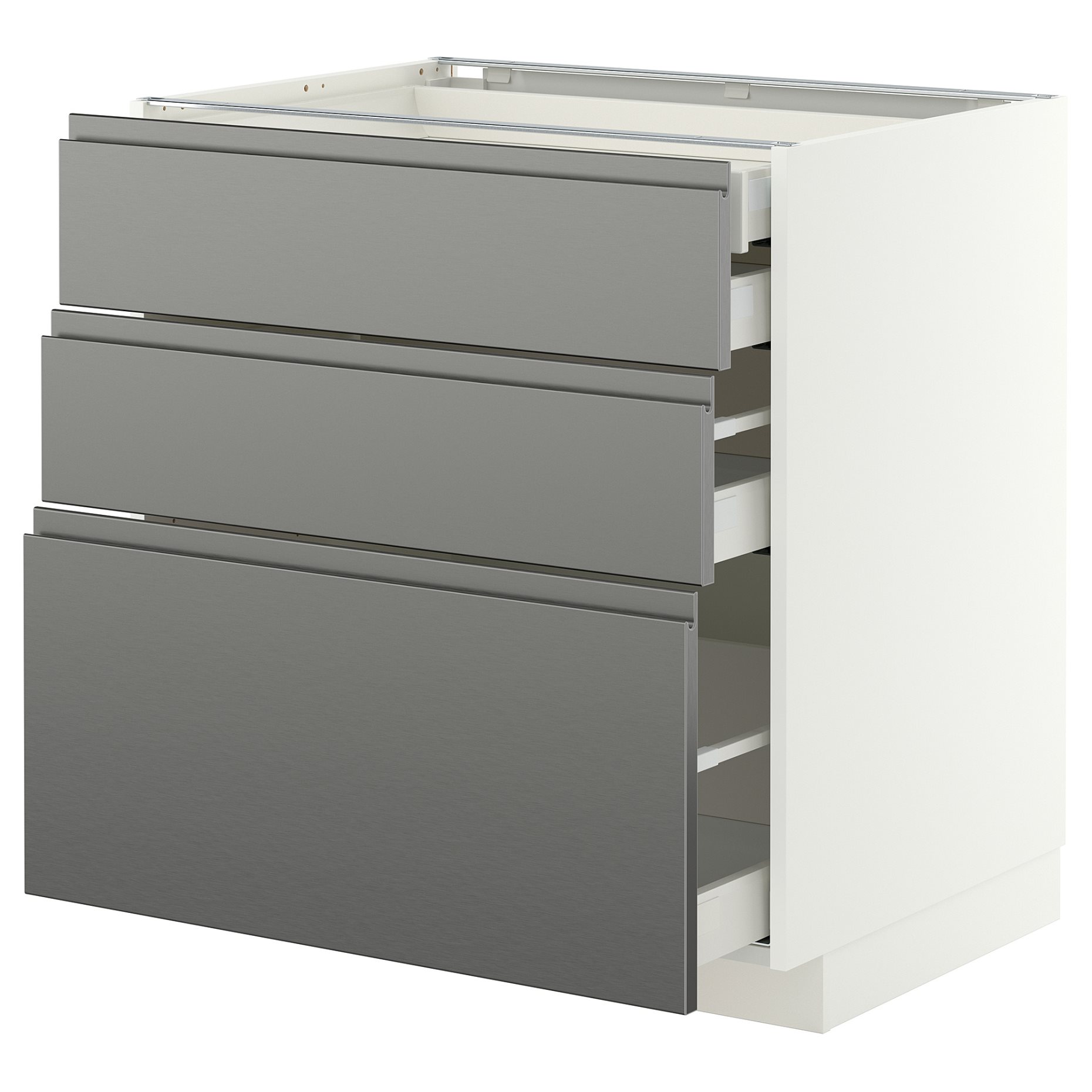 METOD/MAXIMERA, долен шкаф с 3 чела/2 ниски + 1 средно + 1 вис. чекм., 80x60 см, 096.278.70