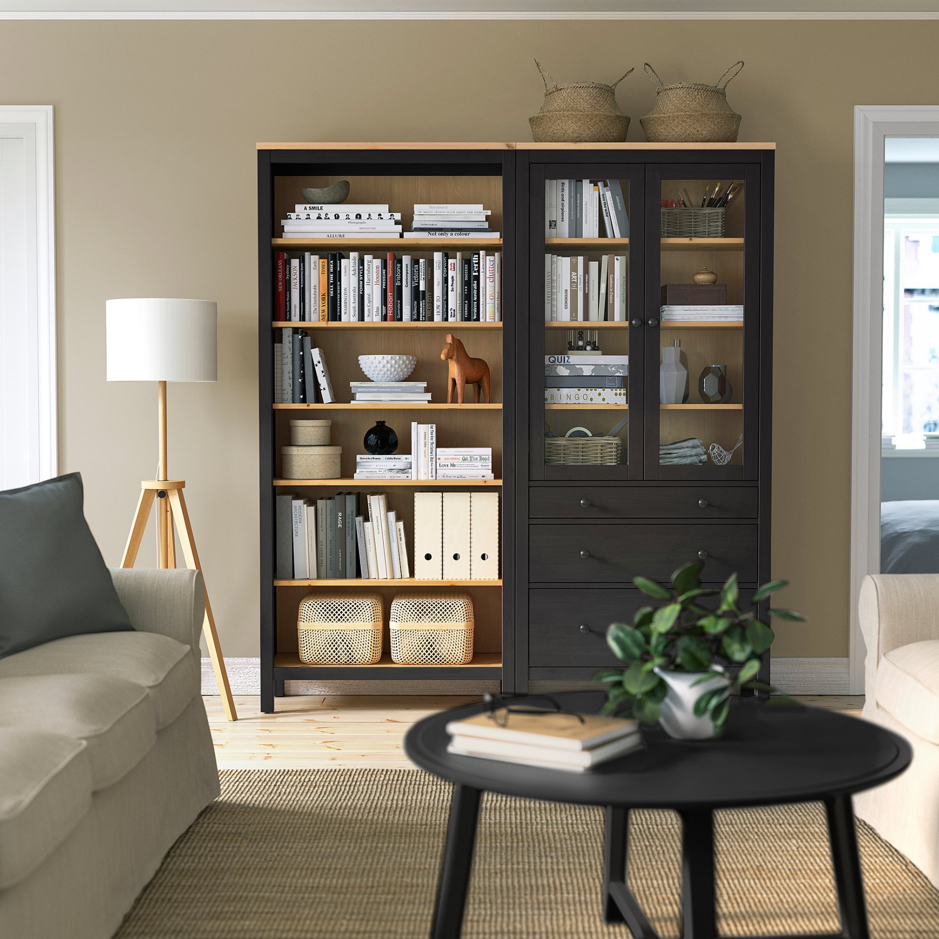 HEMNES, комб. артикул за съхр. с врати/чекмеджета, 180x197 см, 096.499.85