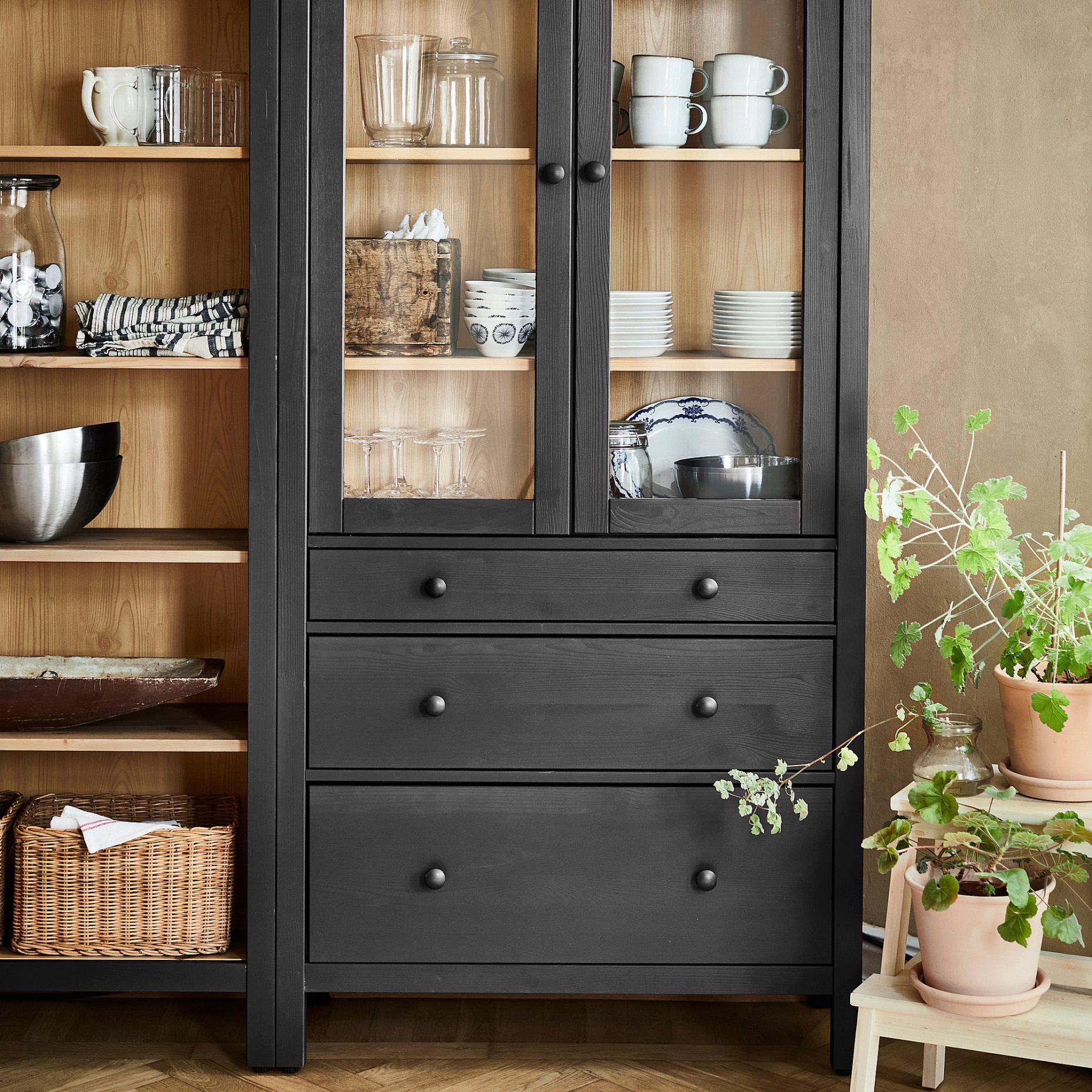 HEMNES, комб. артикул за съхр. с врати/чекмеджета, 180x197 см, 096.499.85