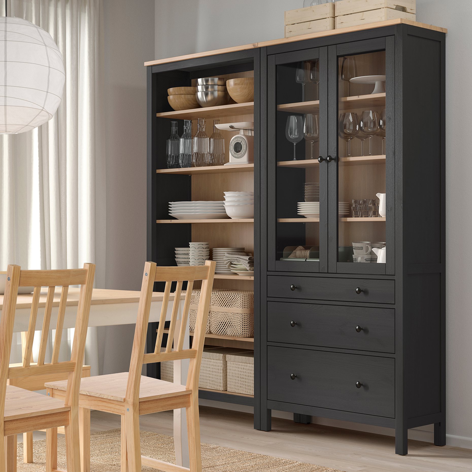 HEMNES, комб. артикул за съхр. с врати/чекмеджета, 180x197 см, 096.499.85