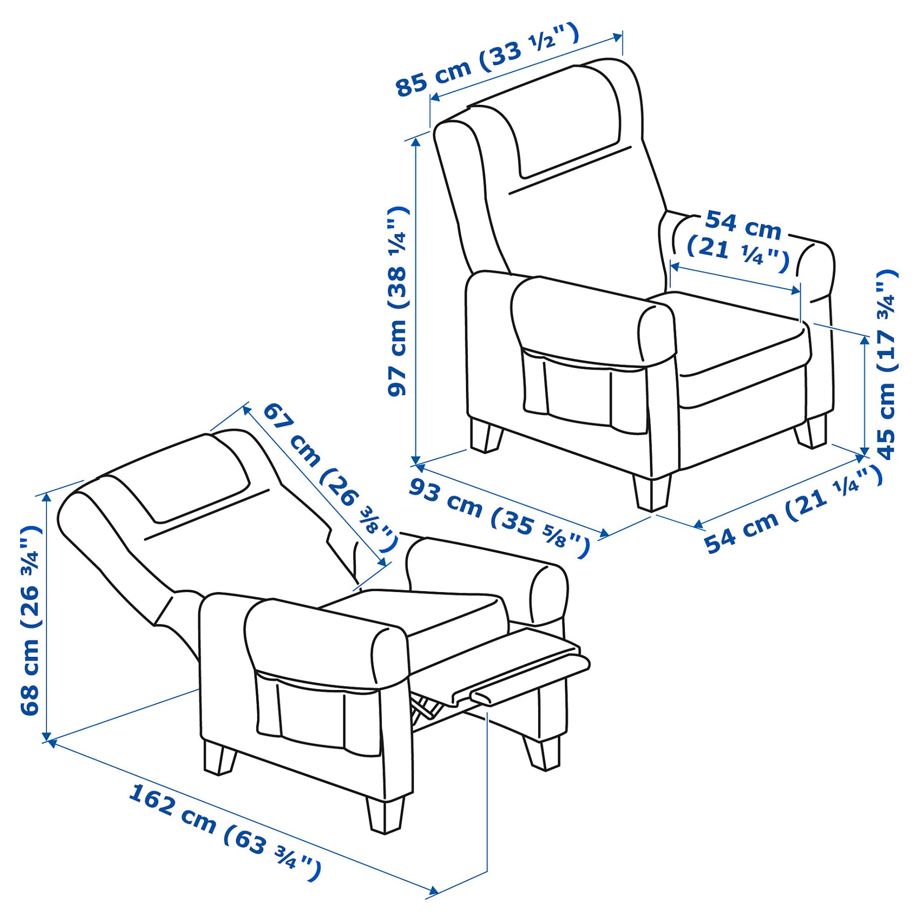 MUREN, кресло с релакс механизъм, 104.385.57
