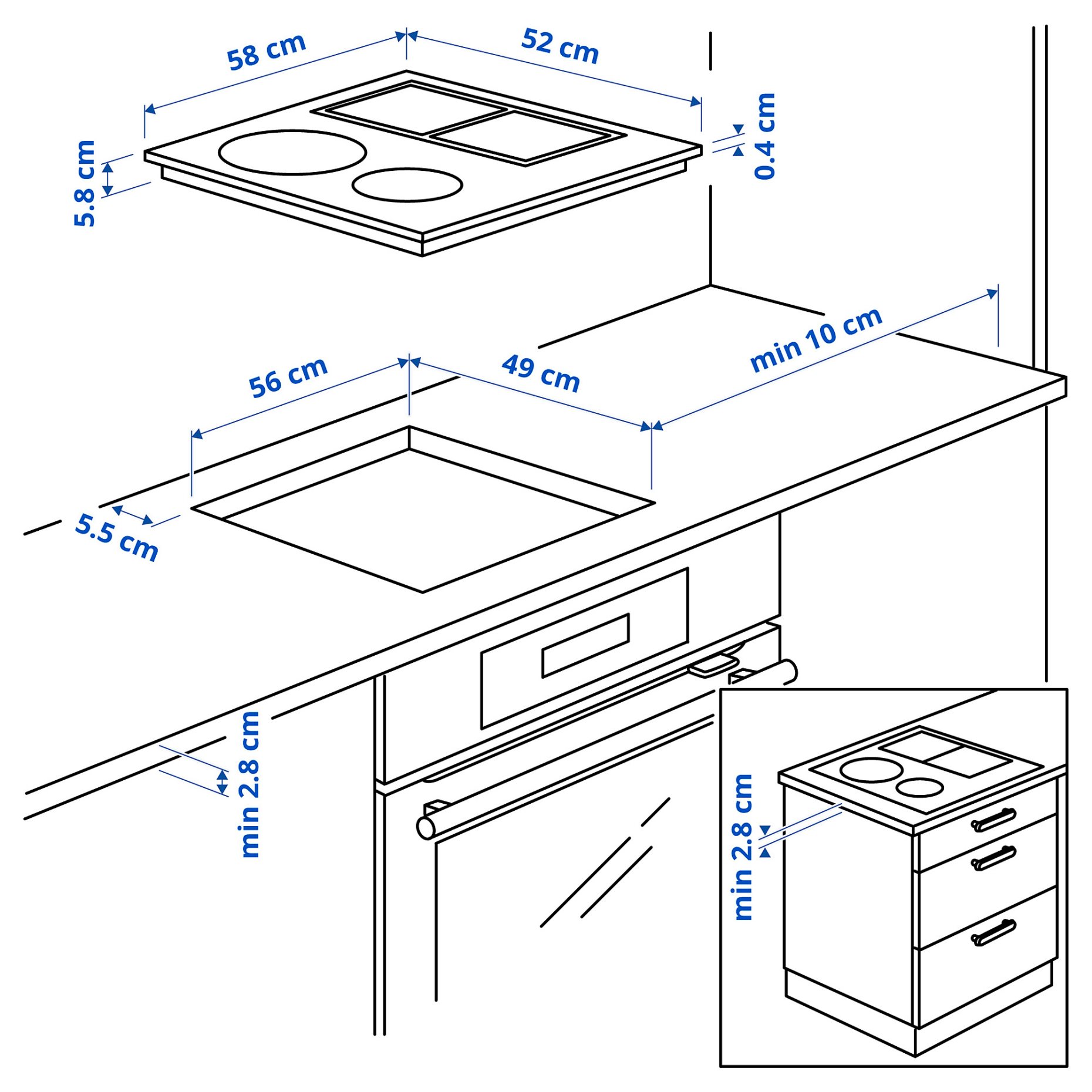 KOLSTAN, индукционен готварски плот, IKEA 500, 105.594.60
