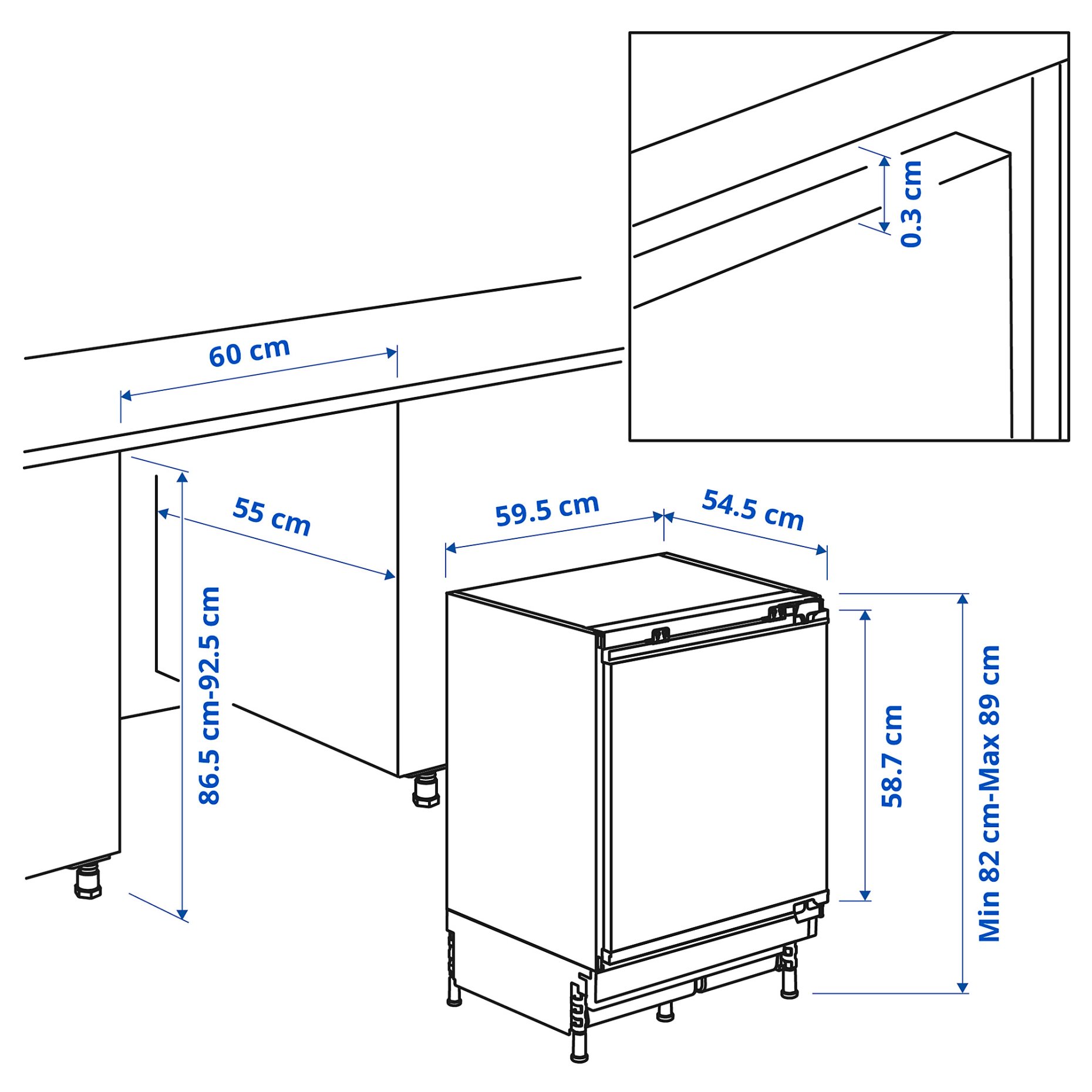 TYLLSNAS, хладилник с камера, IKEA 500, вграден, 105.683.51