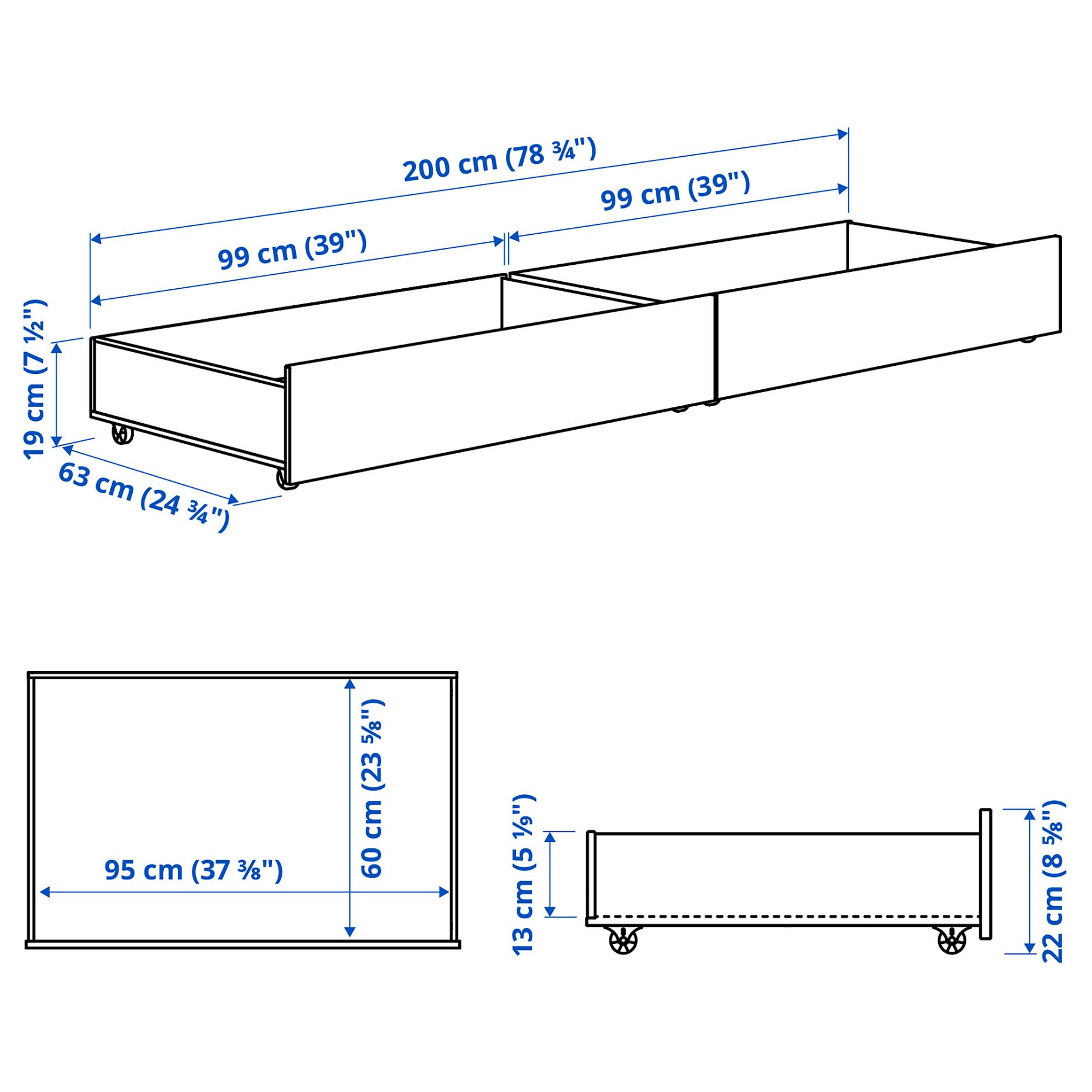 GULLABERG, контейнери за легло, к-т 2 бр., 200 см, 106.082.05