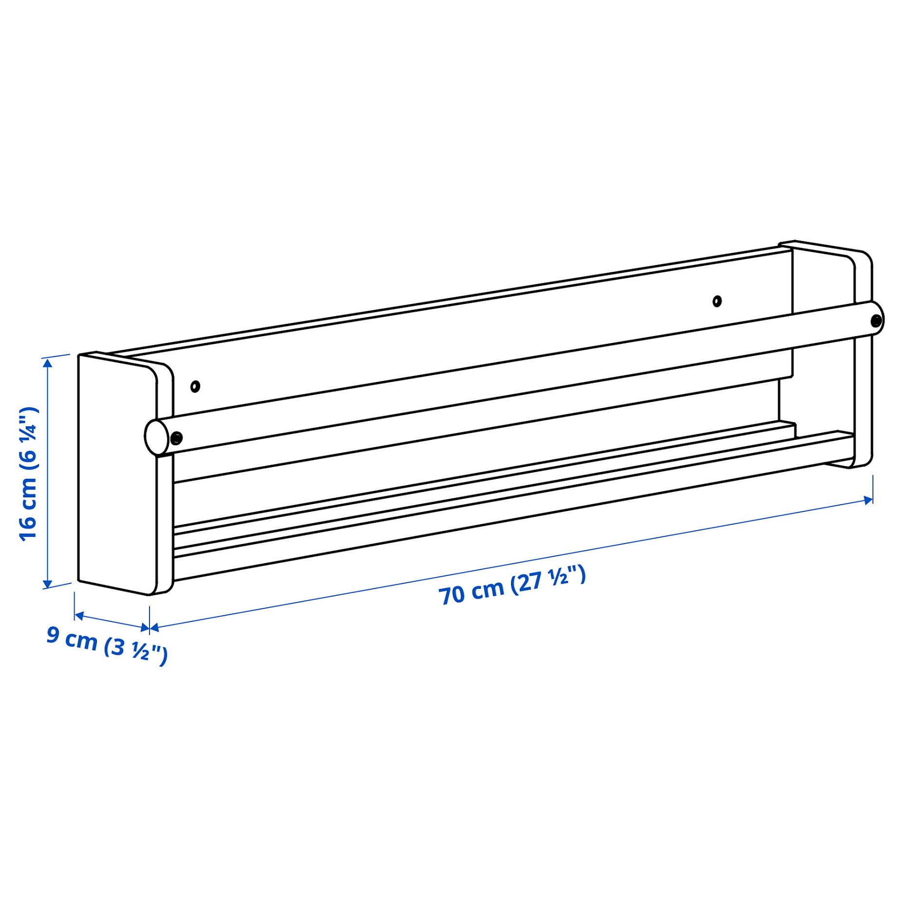 FLISAT, стенен артикул за съхранение, 70x9x16 см, 106.170.83