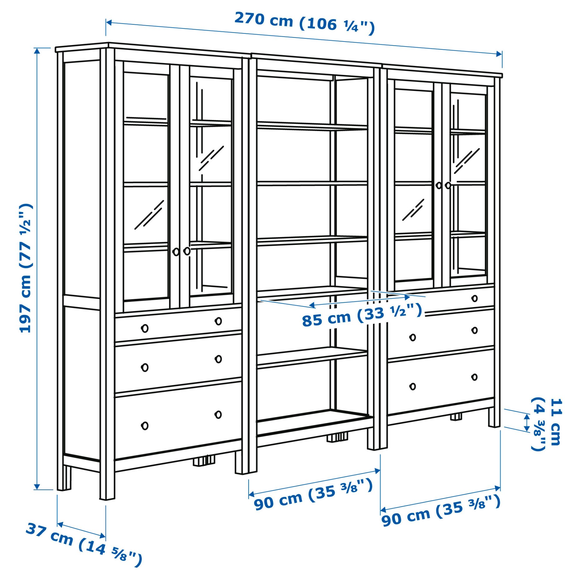 HEMNES, комбиниран артикул за съхранение с врати/чекмеджета, 192.337.59