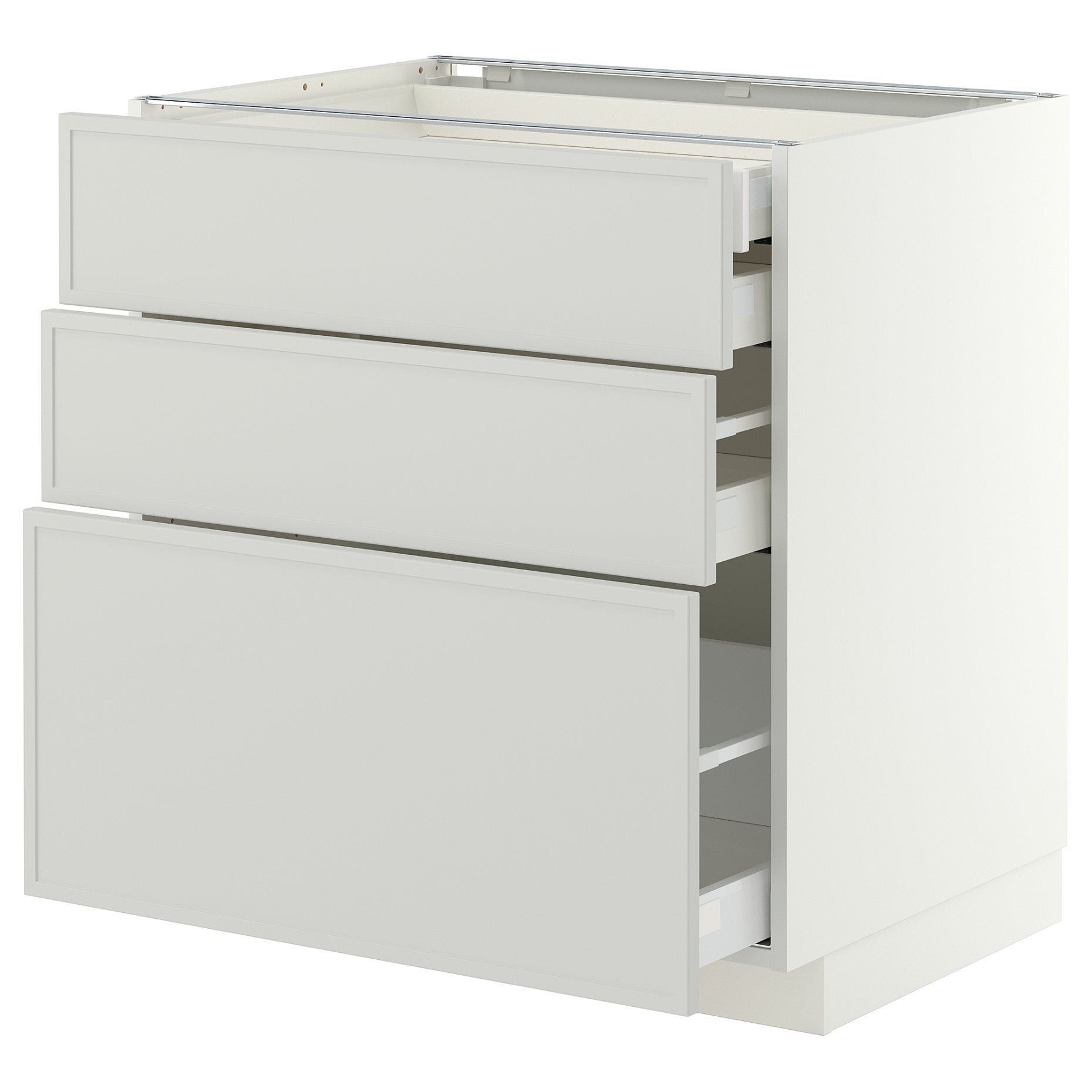 METOD/MAXIMERA, долен шкаф с 3 чела/2 ниски + 1 средно + 1 високо чекм., 80x60 см, 196.053.73