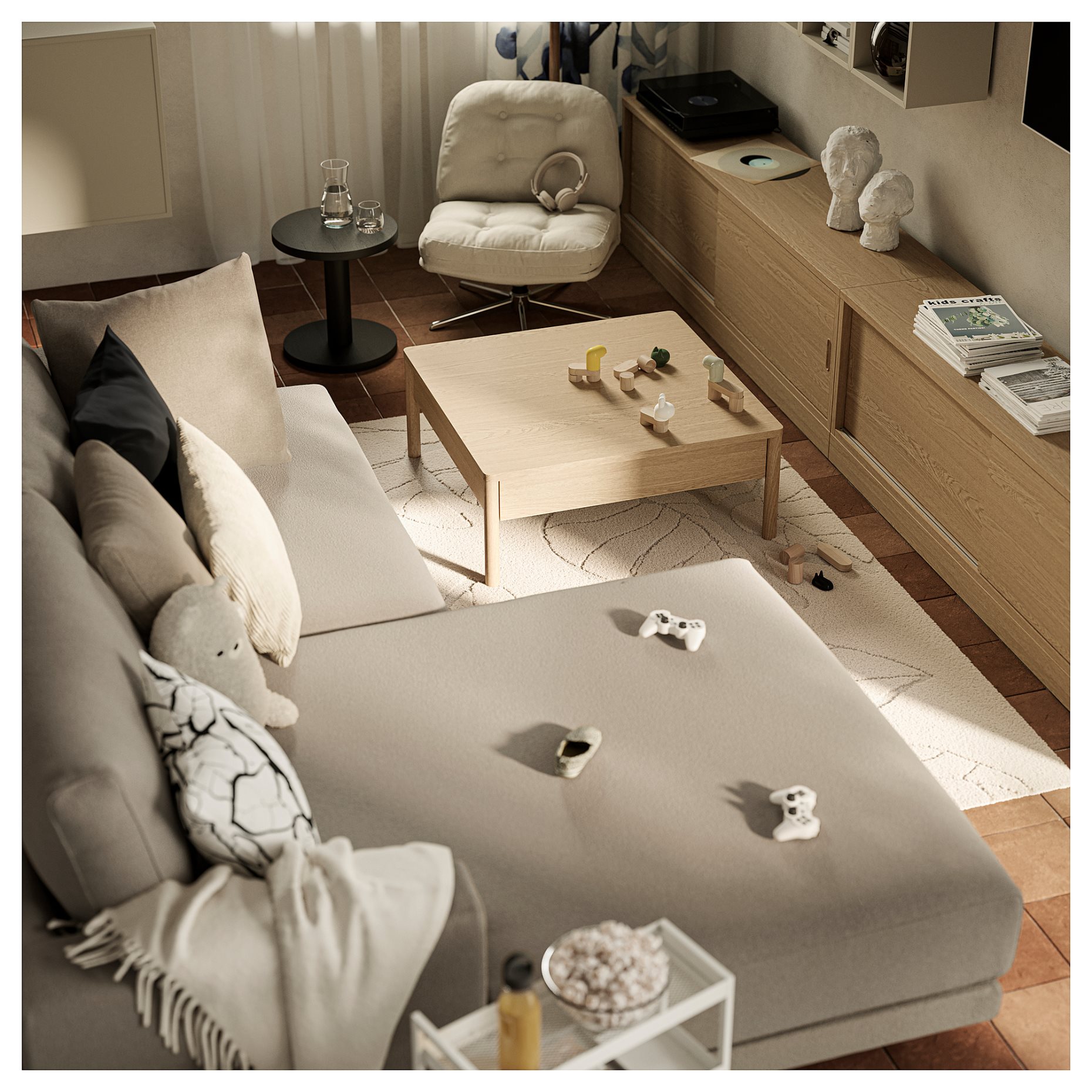 UPPÅKRA, 3-местен модулен диван, с лежанка, ляво, 196.140.56