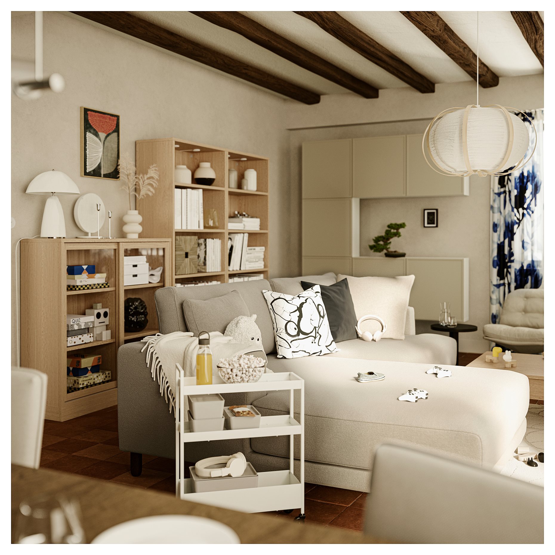 UPPÅKRA, 3-местен модулен диван, с лежанка, ляво, 196.140.56