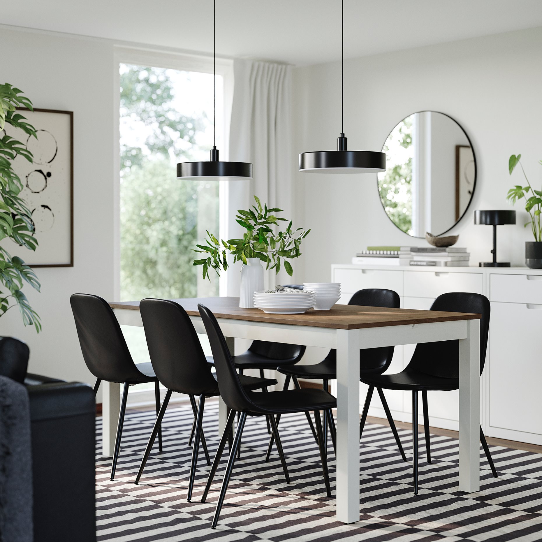 ÅLHULT/NORDMANSSKÄR, маса и 6 стола, 170/220x80 см, 196.182.76