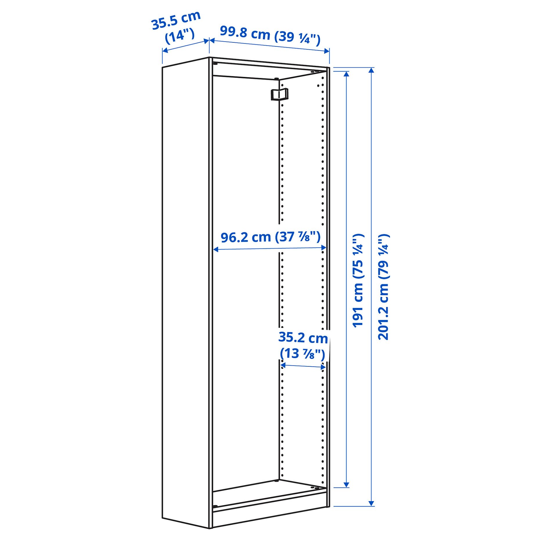 PAX, рамка за гардероб, 100х35х201 см, 205.092.24