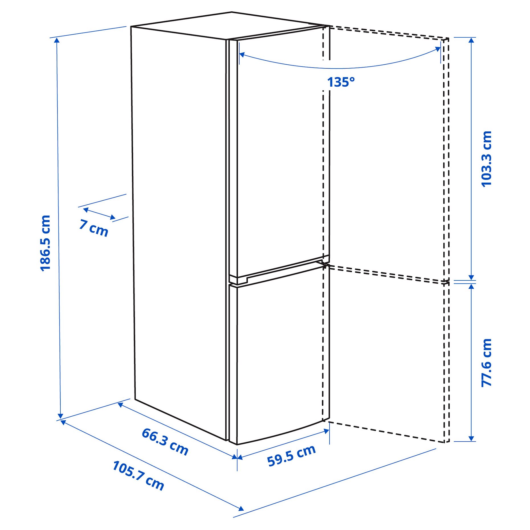ALINGSAS, хладилник/фризер, IKEA 500 свободностоящ, 205.679.59