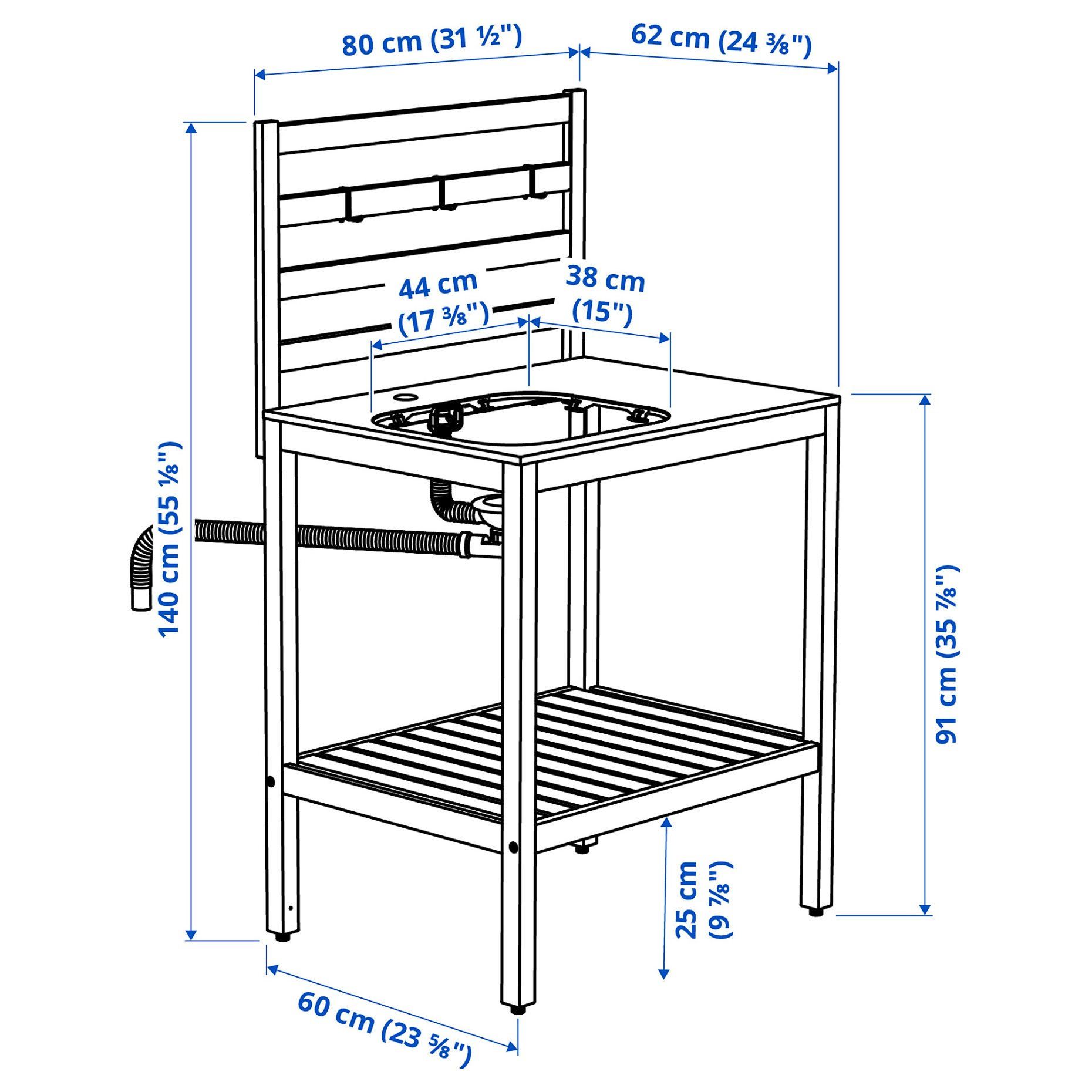 NÄMMARÖ, открит шкаф за мивка, 80x62 см, 206.088.13