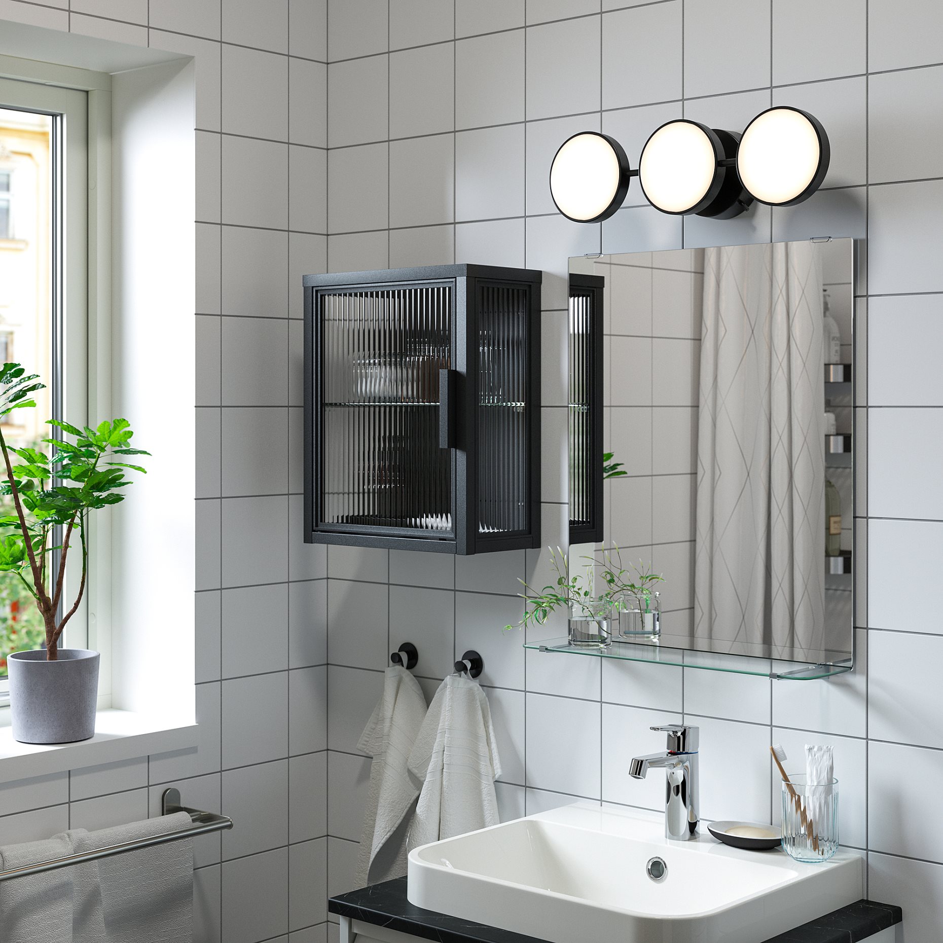 MOSSJÖN, стенен шкаф със стъклена врата, 36x18x44 см, 206.216.40