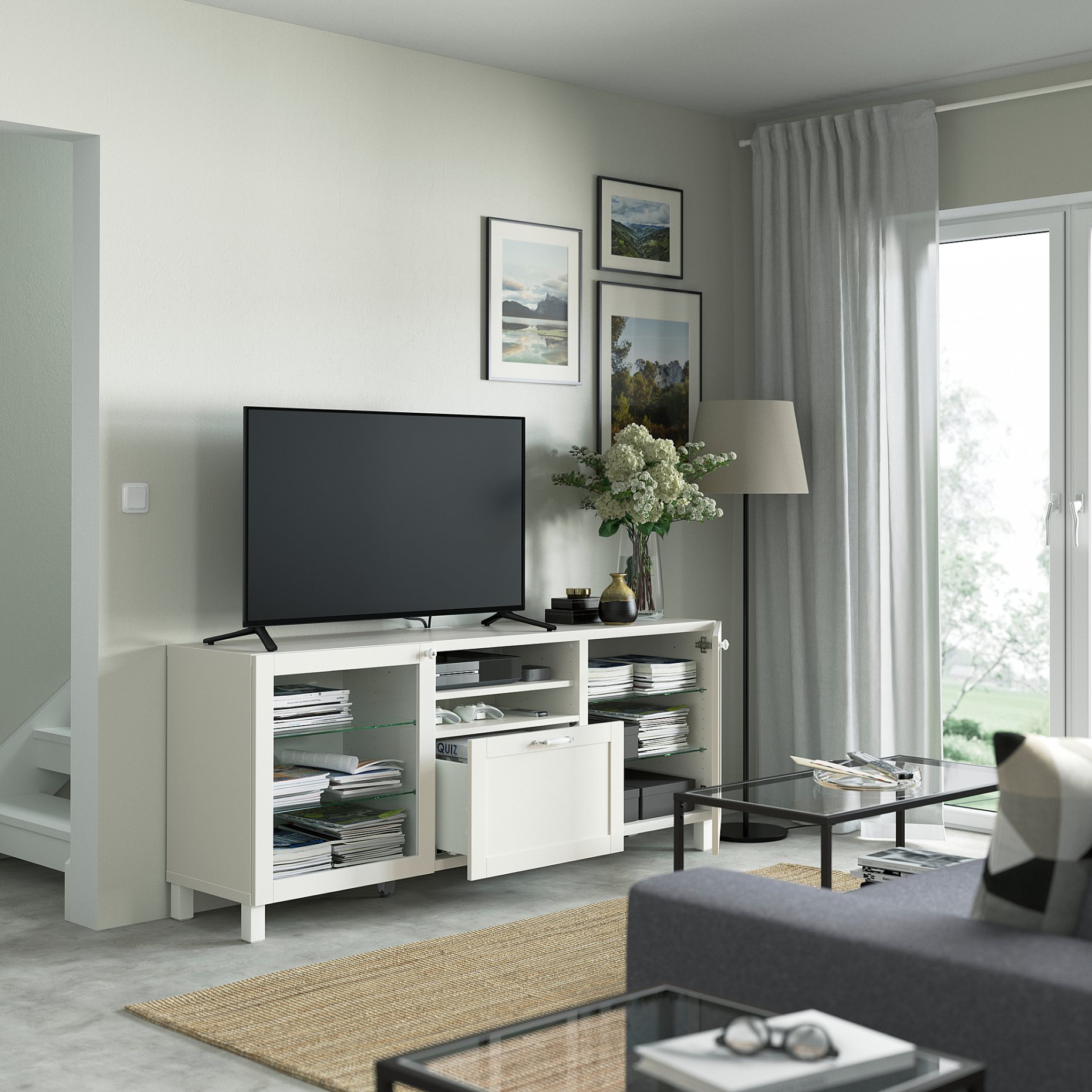 BESTÅ, TV шкаф с чекмеджета, 291.940.93