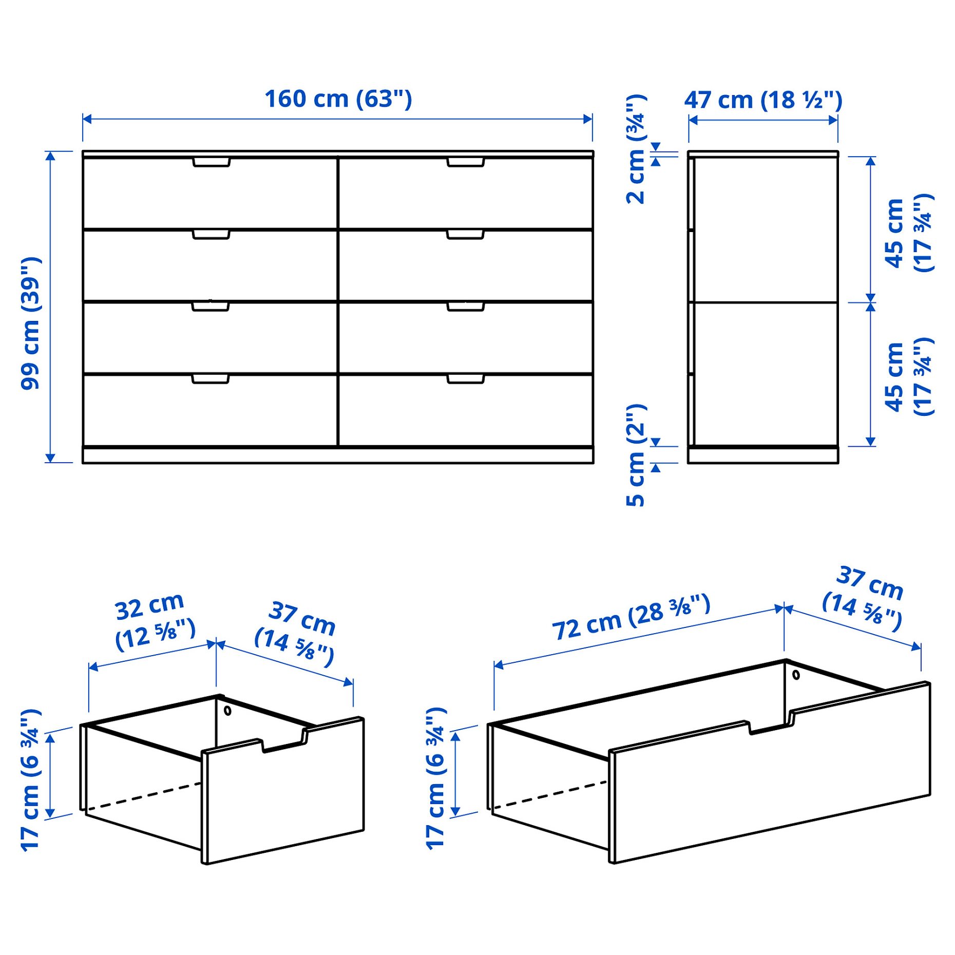 NORDLI, скрин с 8 чекмеджета, 292.395.05