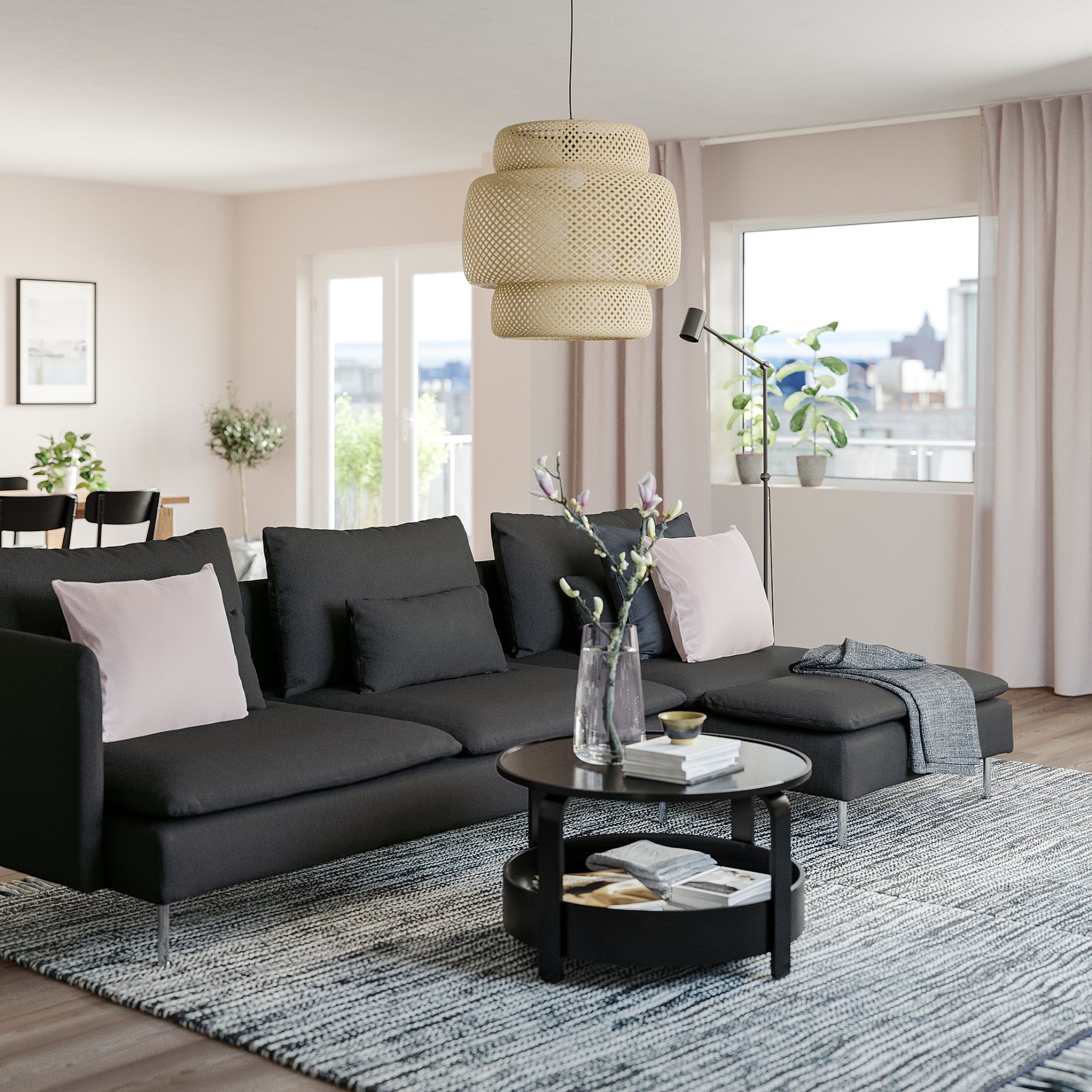 SÖDERHAMN, 4-местен диван с лежанка с отворен край, 294.496.31
