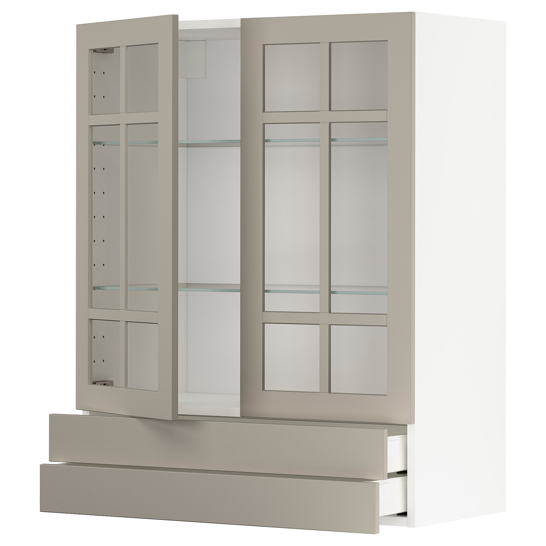METOD/MAXIMERA, стенен шкаф с 2 стъкл врати/2 чекм, 294.590.31