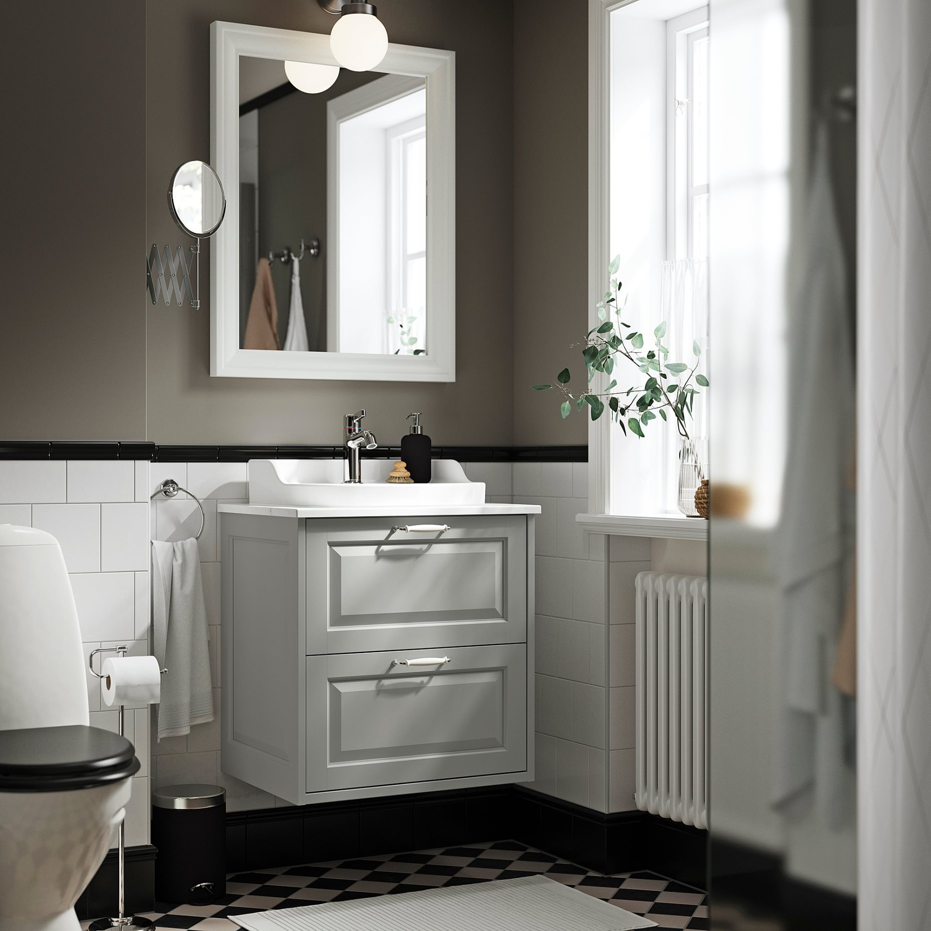 TANNFORSEN/RUTSJON, шкаф за мивка + чекмеджета/мивка/смесител, 295.210.47