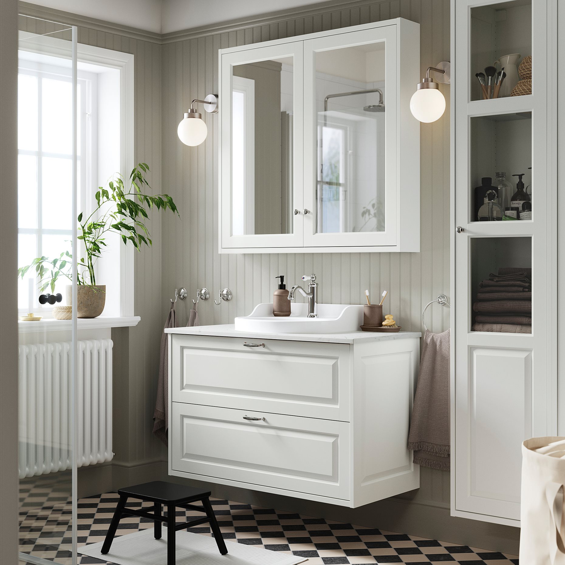 TANNFORSEN/RUTSJON, шкаф за мивка + чекмеджета/мивка/смесител, 295.215.61