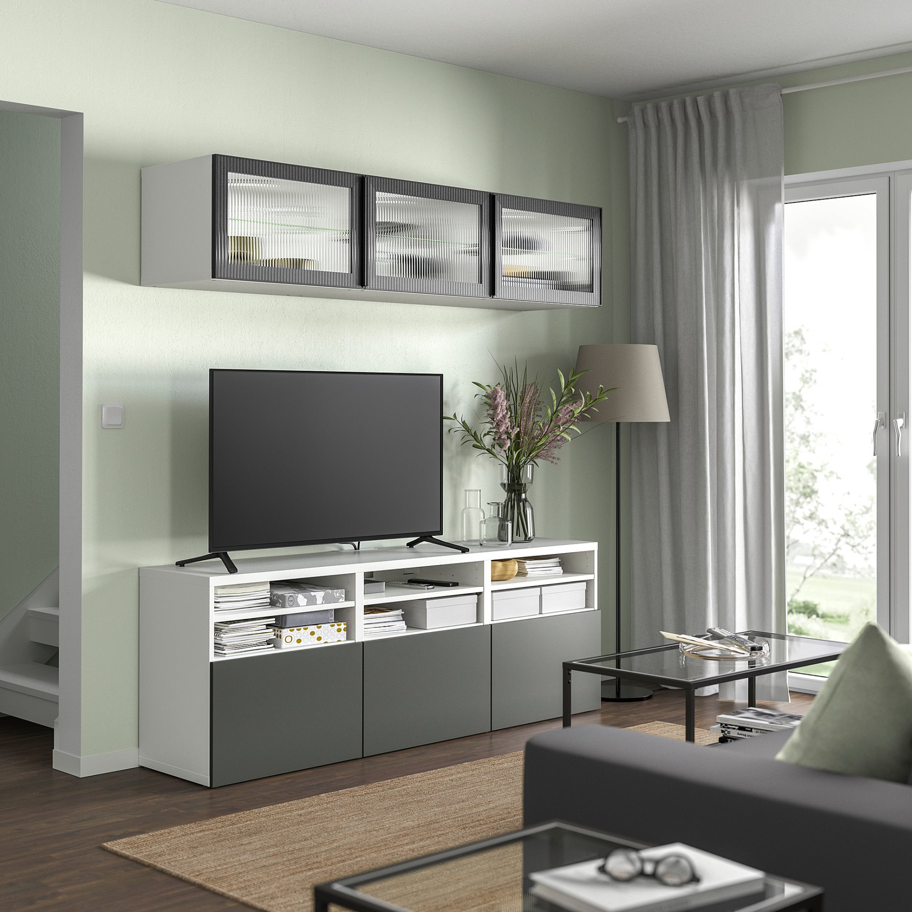 BESTÅ, TV секция/стъклени врати, 295.751.82