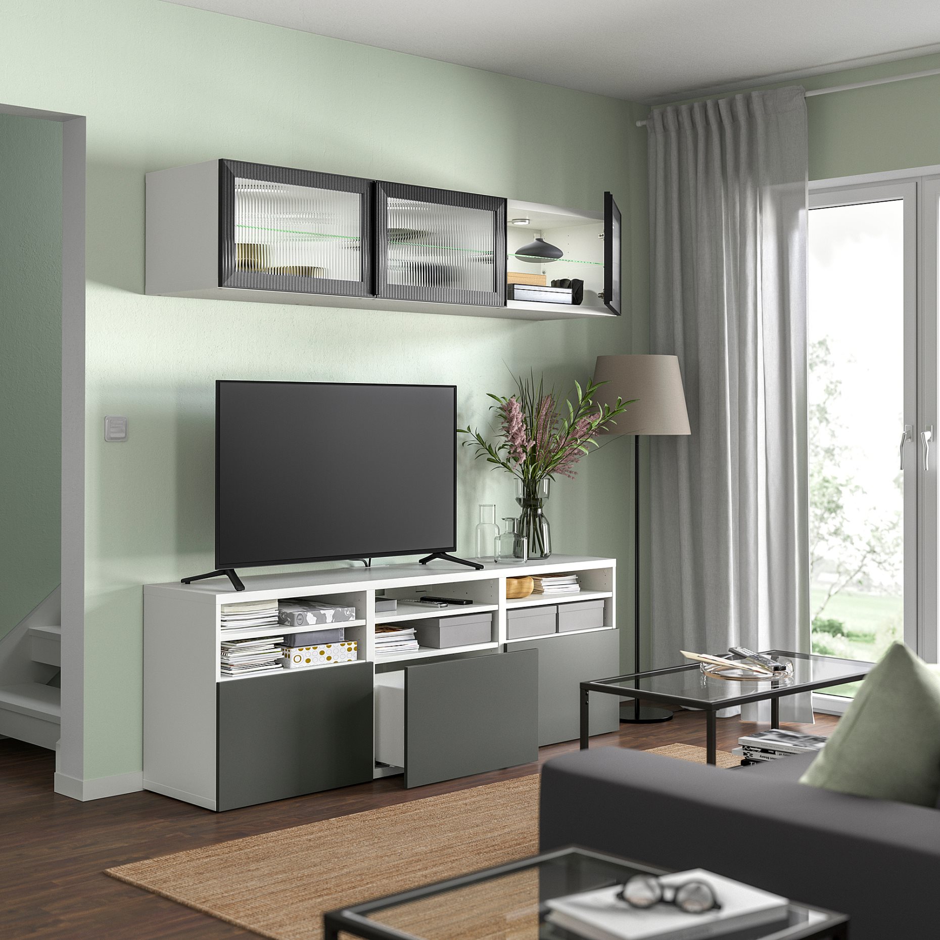 BESTÅ, TV секция/стъклени врати, 295.751.82