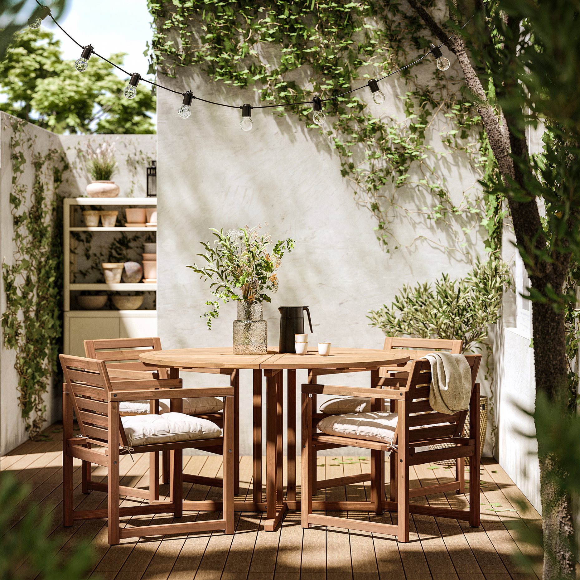 NÄMMARÖ, градинска маса + 4 стола с подлак., 295.817.91
