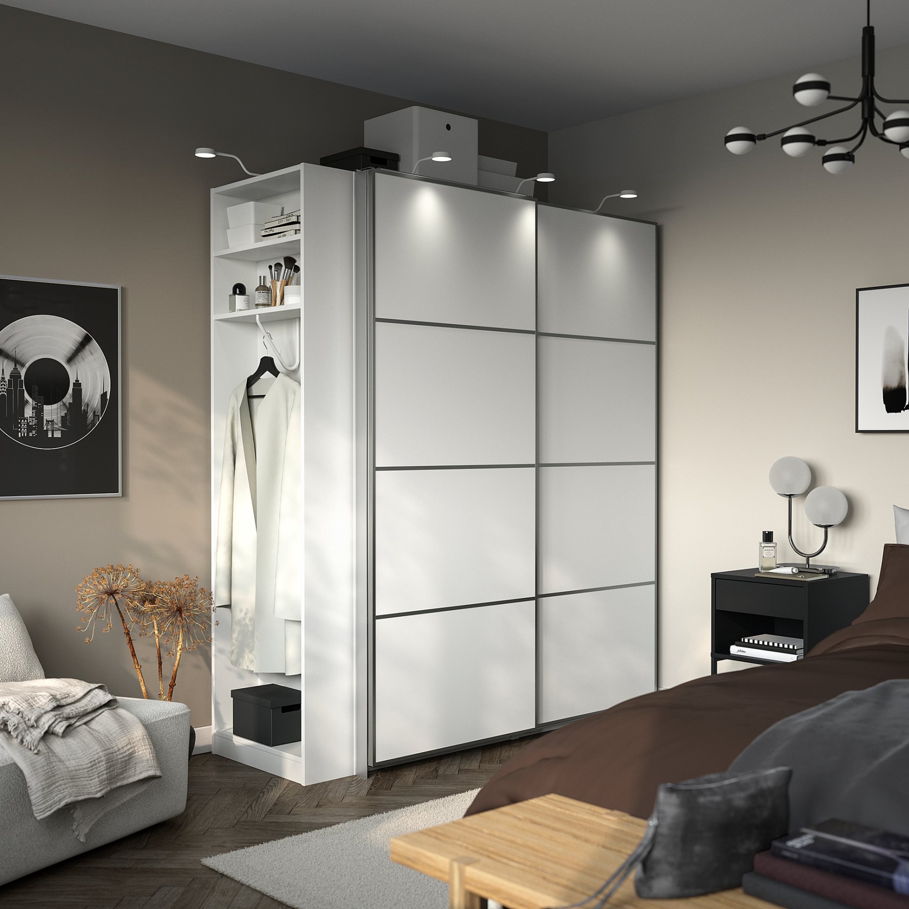 PAX/MEHAMN, гардероб с плъзгащи се врати, 296.069.80