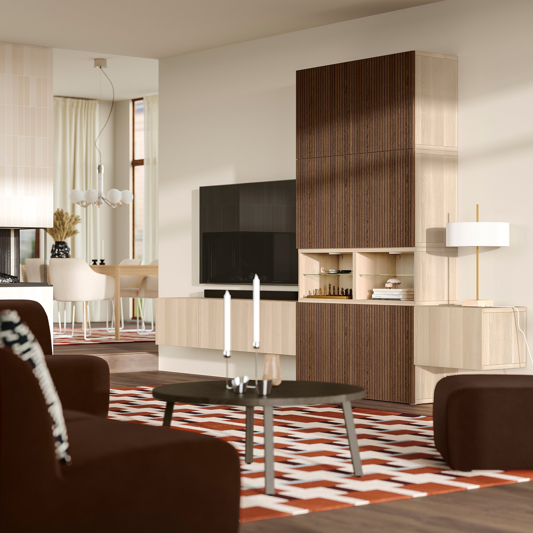 BESTÅ, комбинация за съхранение, аудио/видео, 360x42x231 см, 296.120.90