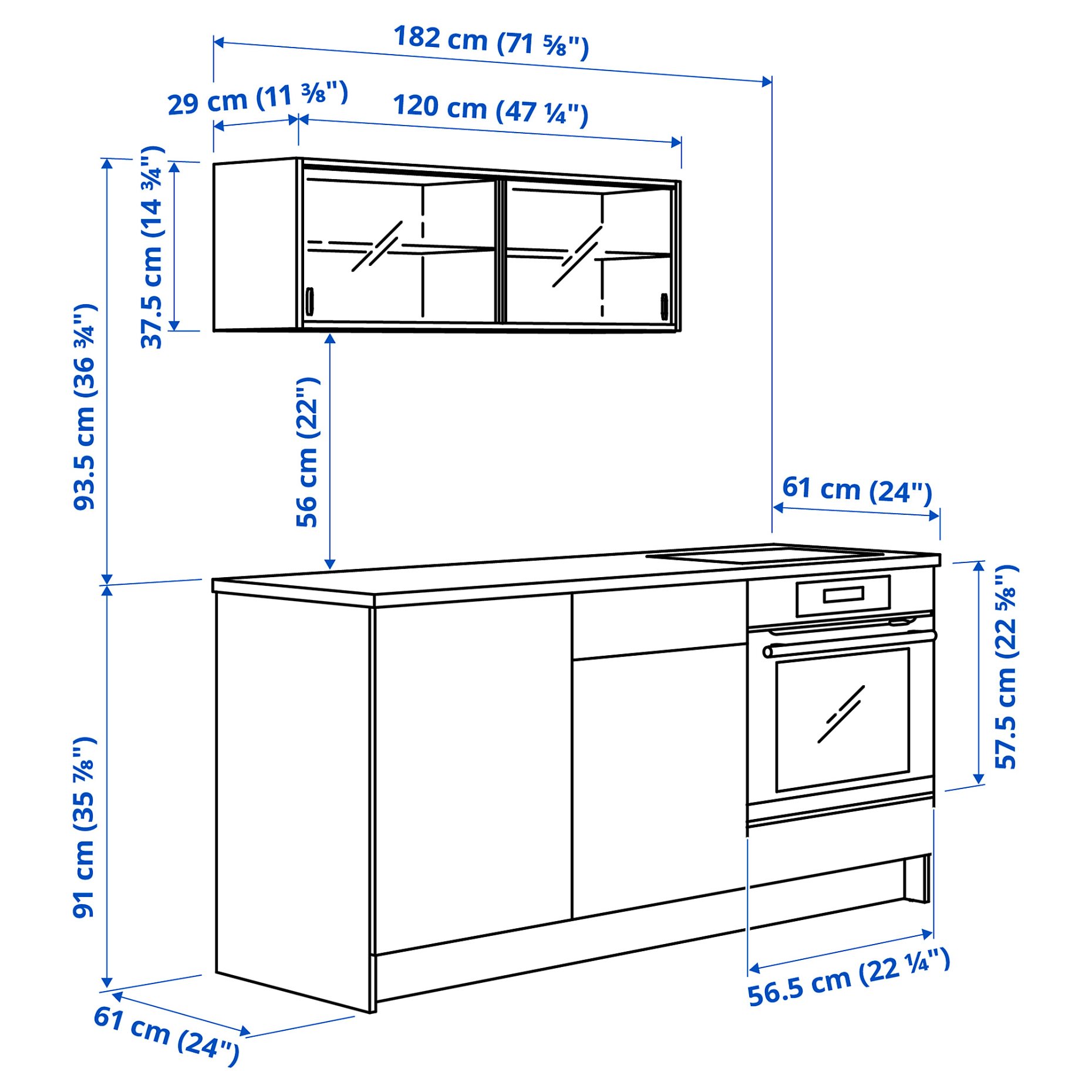 KNOXHULT, кухня, 180x61x220 см, 296.149.37