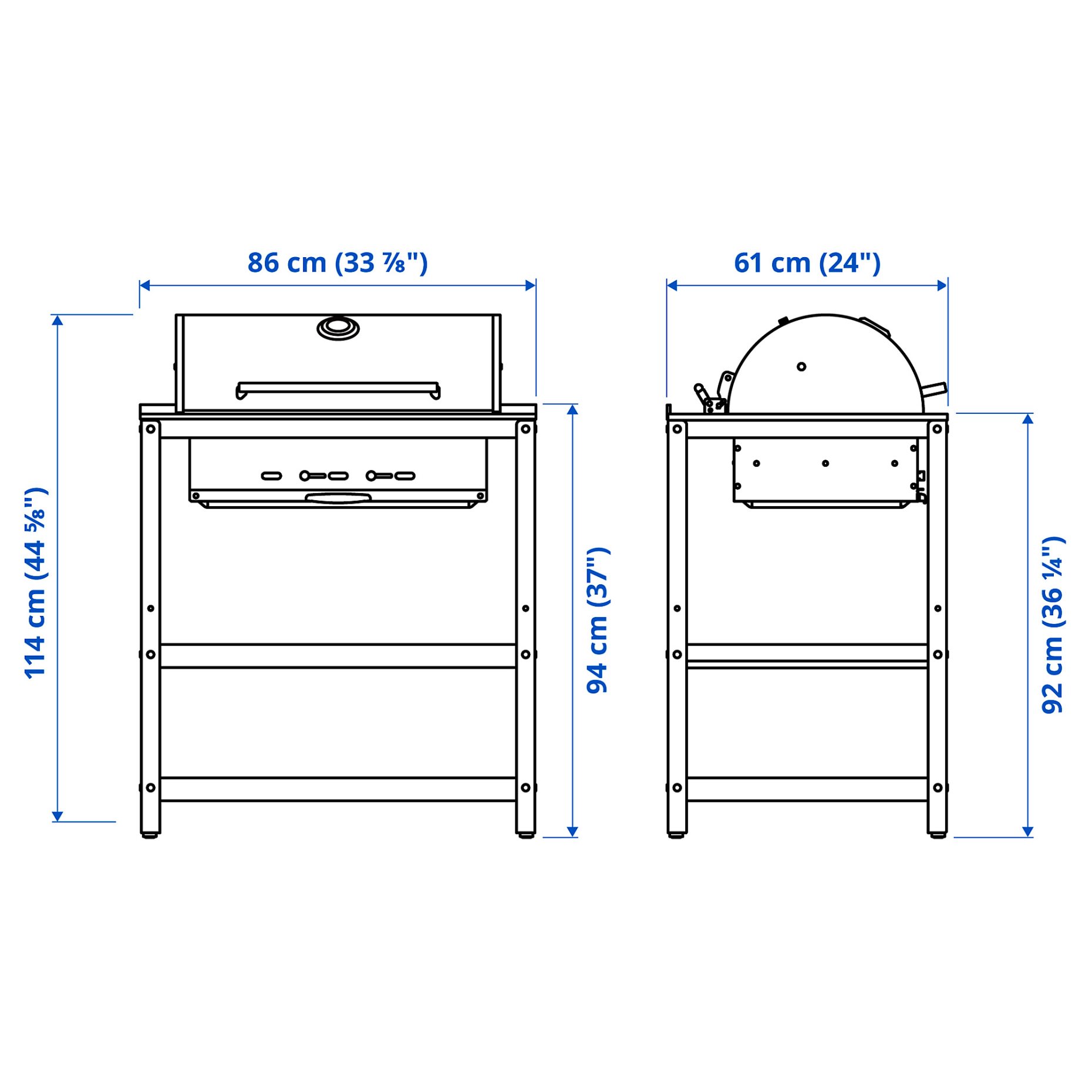 GRILLSKÄR, барбекю на въглища с шкаф, 86x61 см, 304.714.47