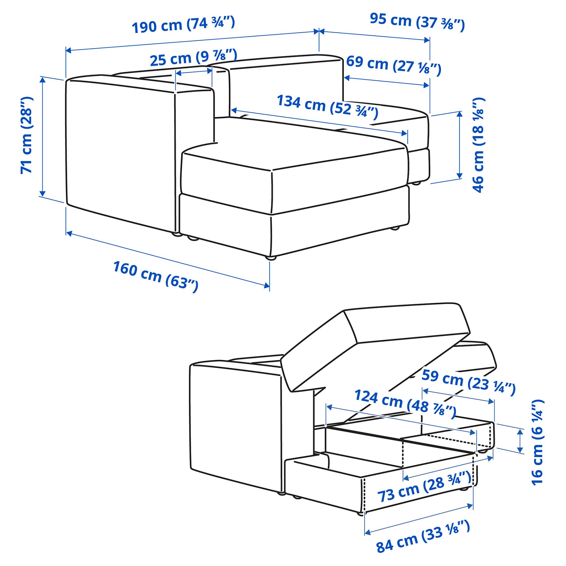 JÄTTEBO, 2,5-местен модул диван с лежанка, ляво, 394.713.58