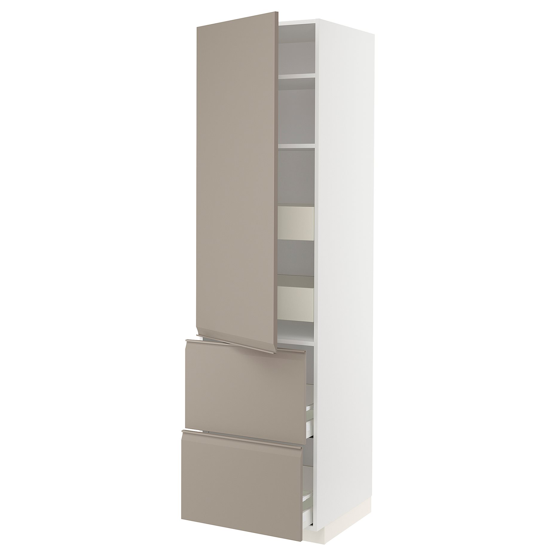 METOD/MAXIMERA, висок шкаф + рафтове/4 чекм./врата/2 чела, 394.918.89