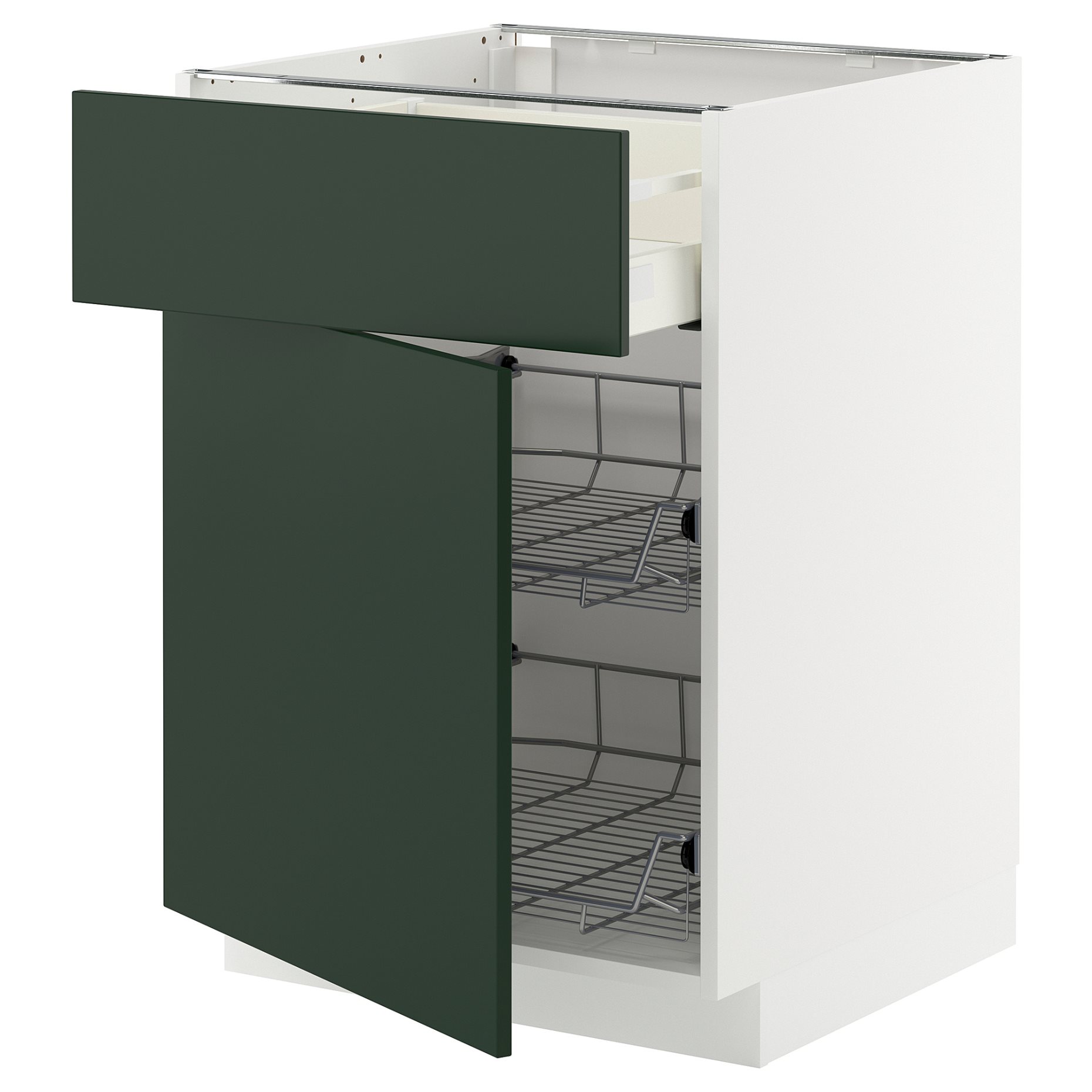 METOD/MAXIMERA, долен шкаф с тел. кошница/чекм./врата, 395.575.97