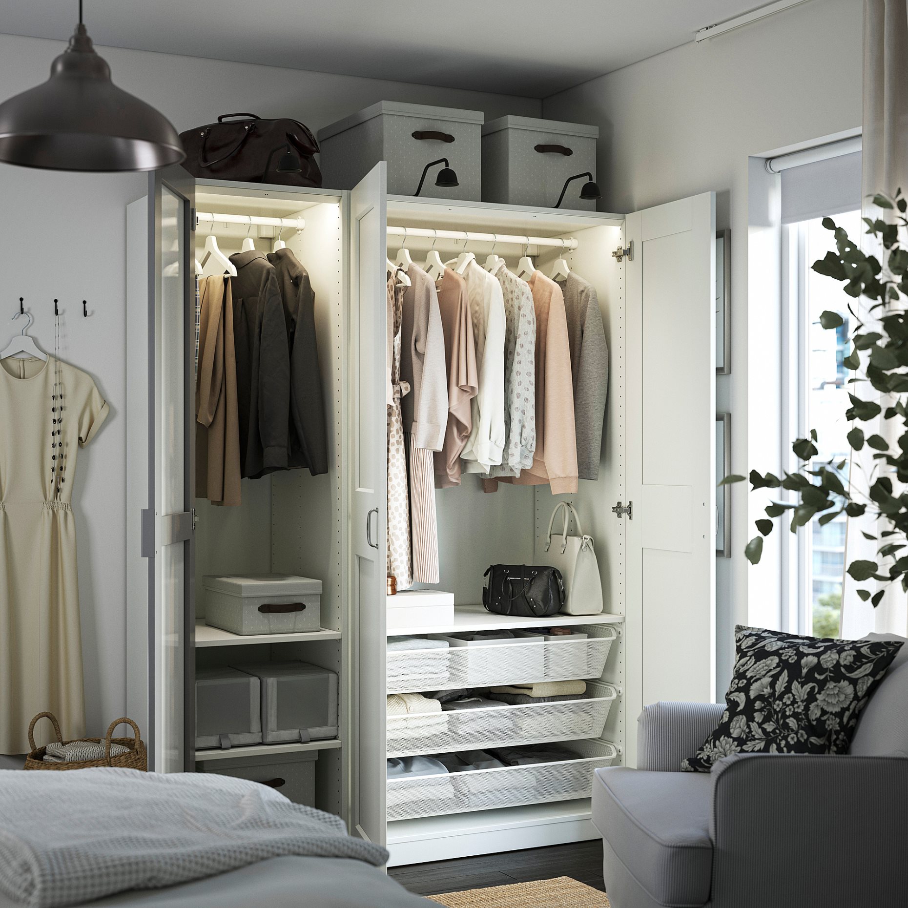PAX/KAMMARTORP/GRIMO, гардероб - комбинация, 395.725.31