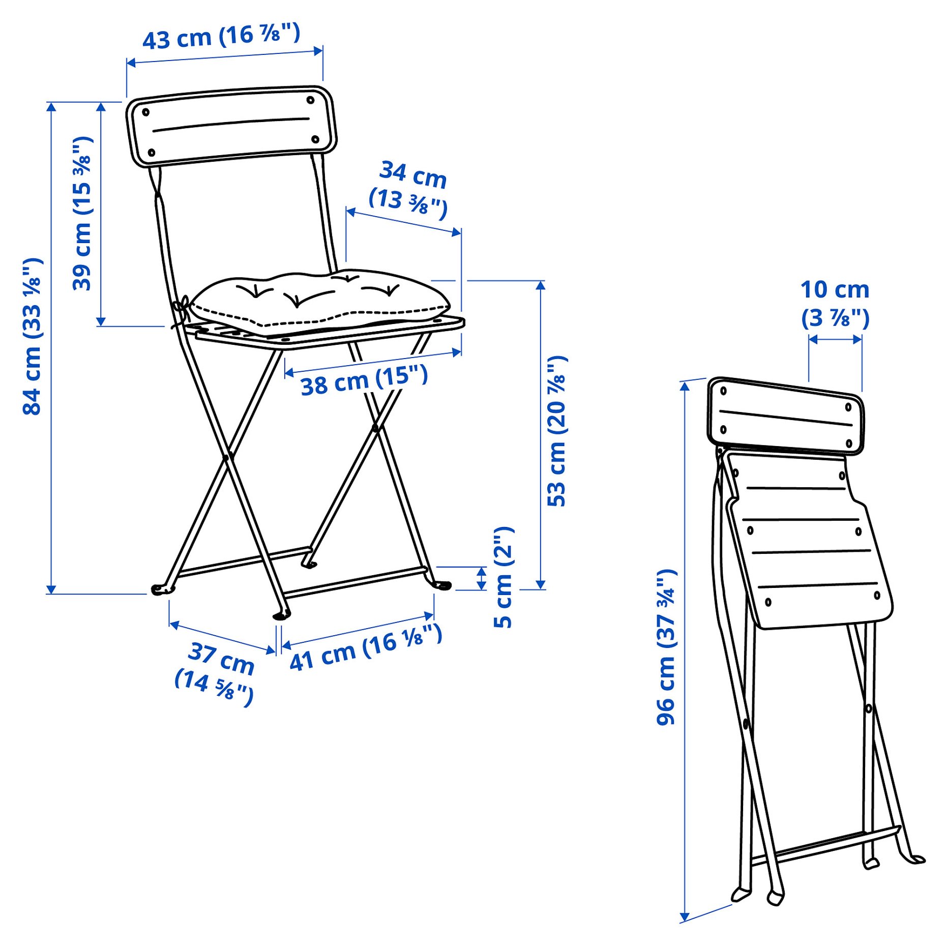 SUNDSÖ, маса с 2 сгъваеми стола, 65 см, 395.732.67