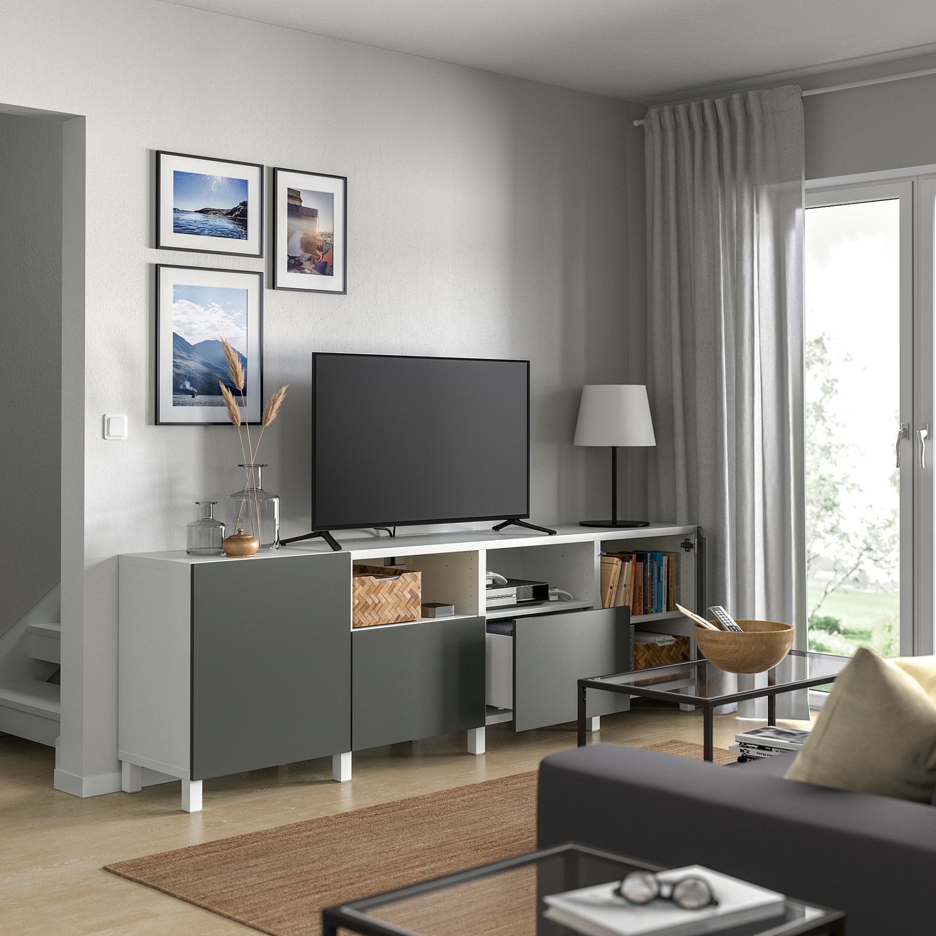 BESTÅ, TV шкаф с врати и чекмеджета, 395.749.93