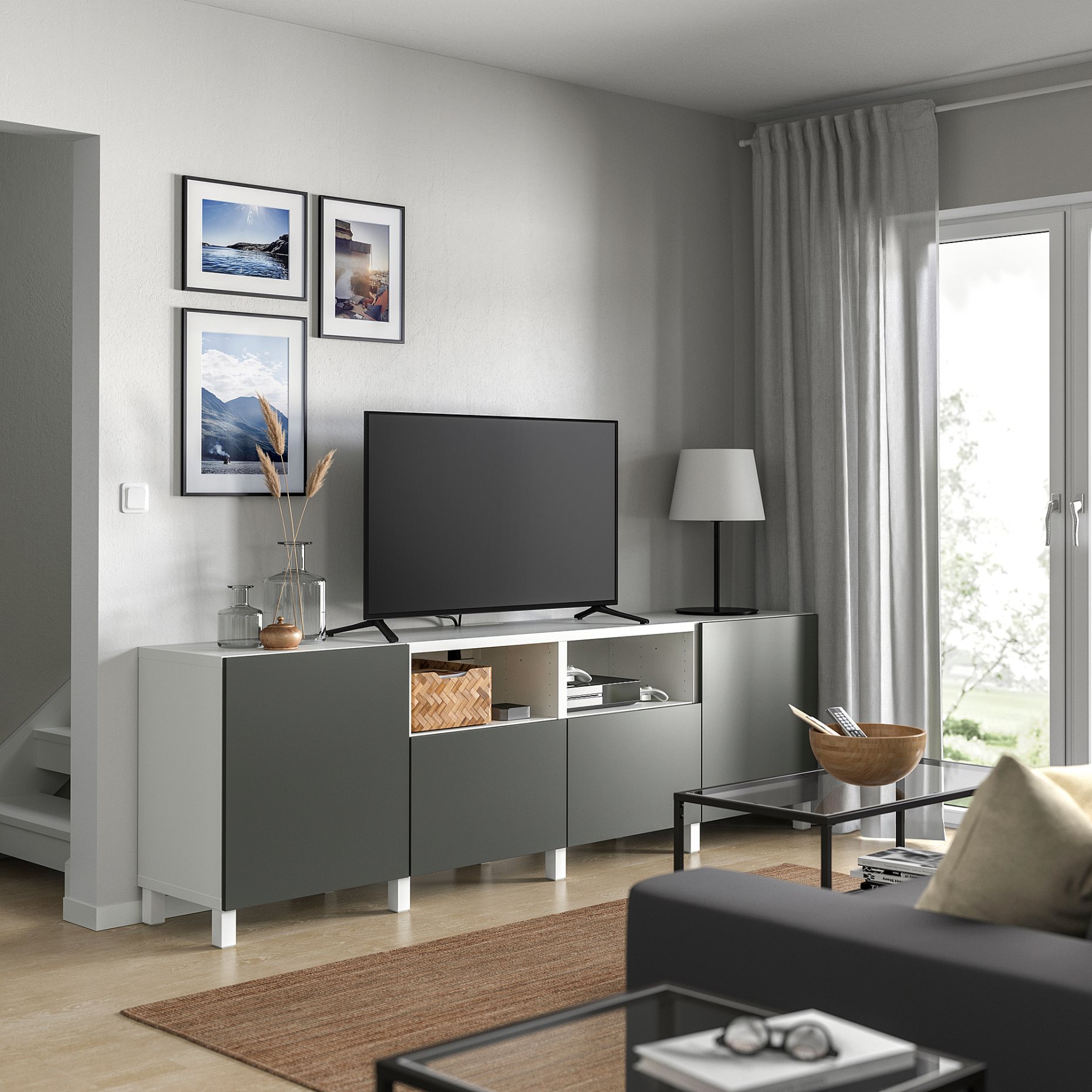 BESTÅ, TV шкаф с врати и чекмеджета, 395.749.93