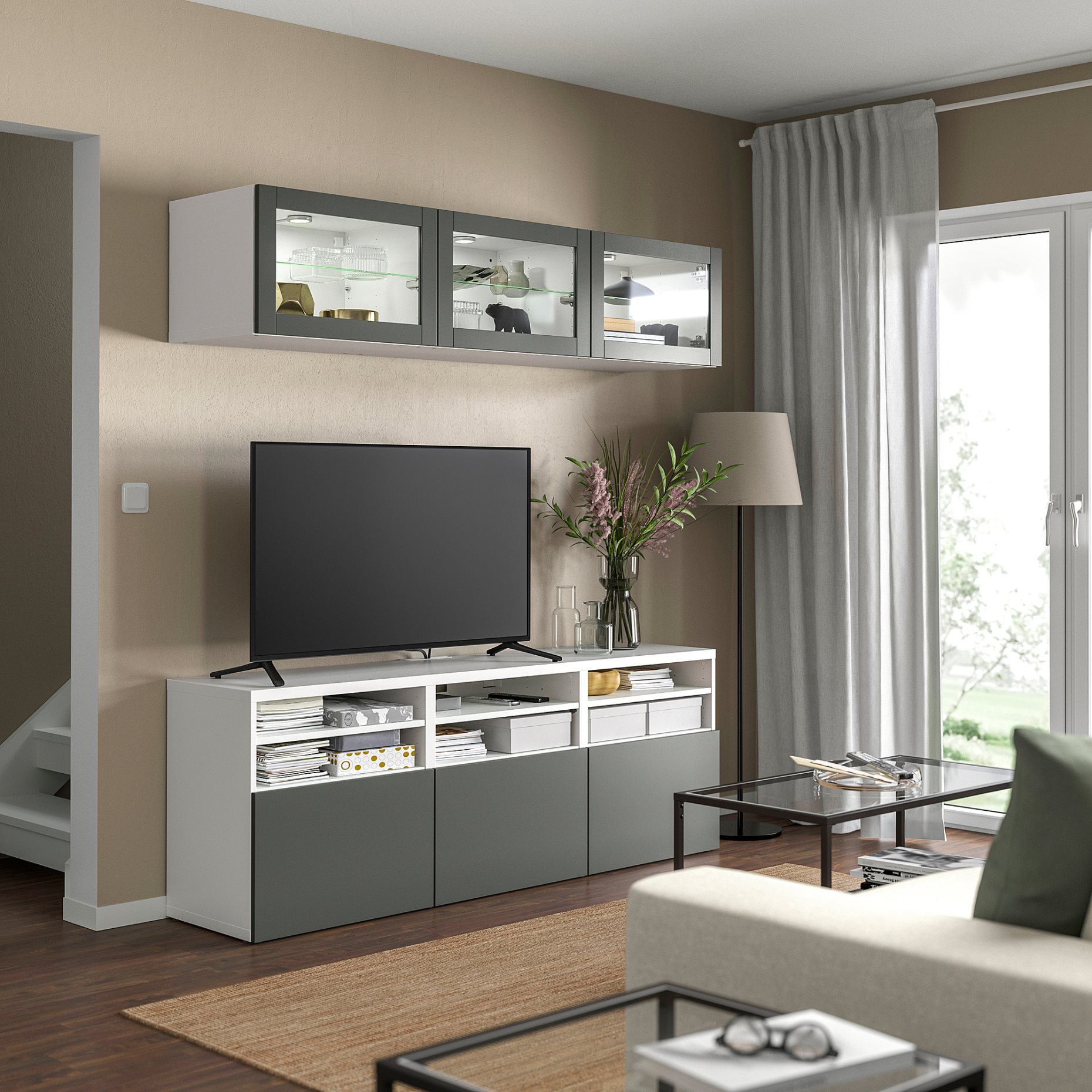 BESTÅ, TV секция/стъклени врати, 395.751.72