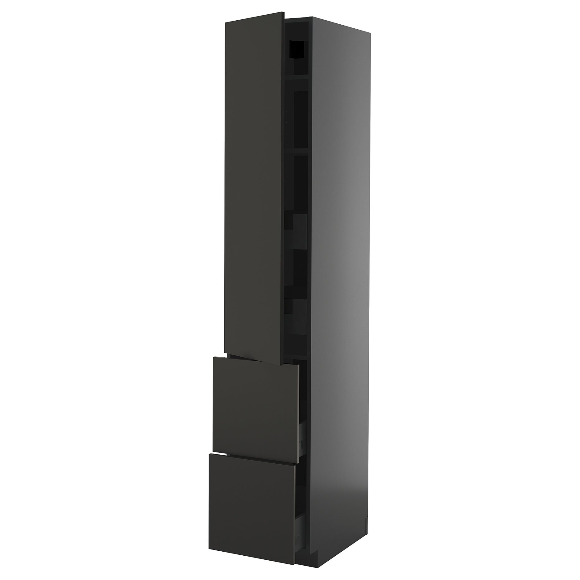 METOD/KNIVSHULT, висок шкаф + рафтове/4 чекм./врата/2 чела, 395.899.04